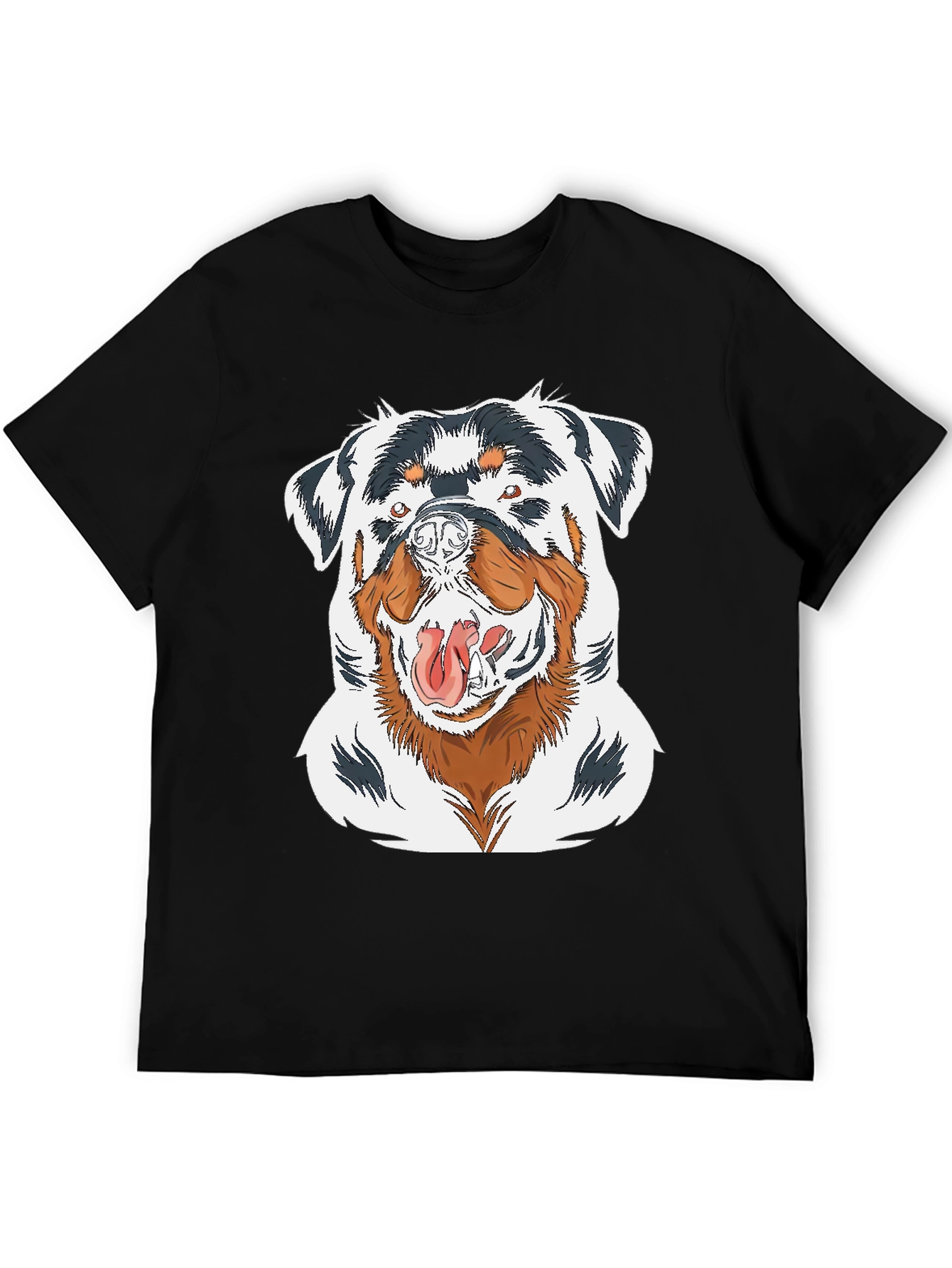 Rottweiler Graphic Print Black T-Shirt