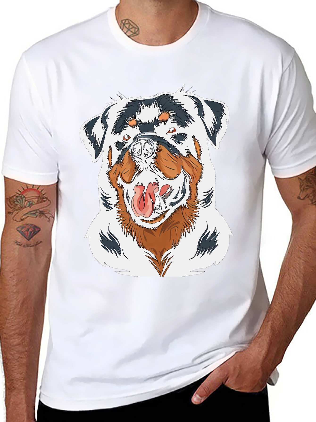 Rottweiler Graphic Print Black T-Shirt