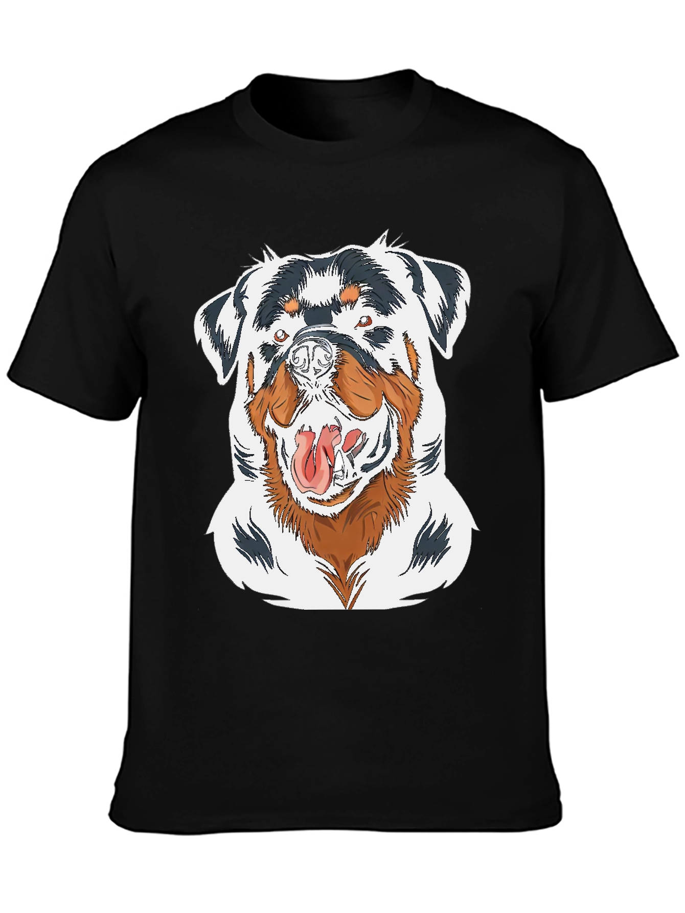 Rottweiler Graphic Print Black T-Shirt