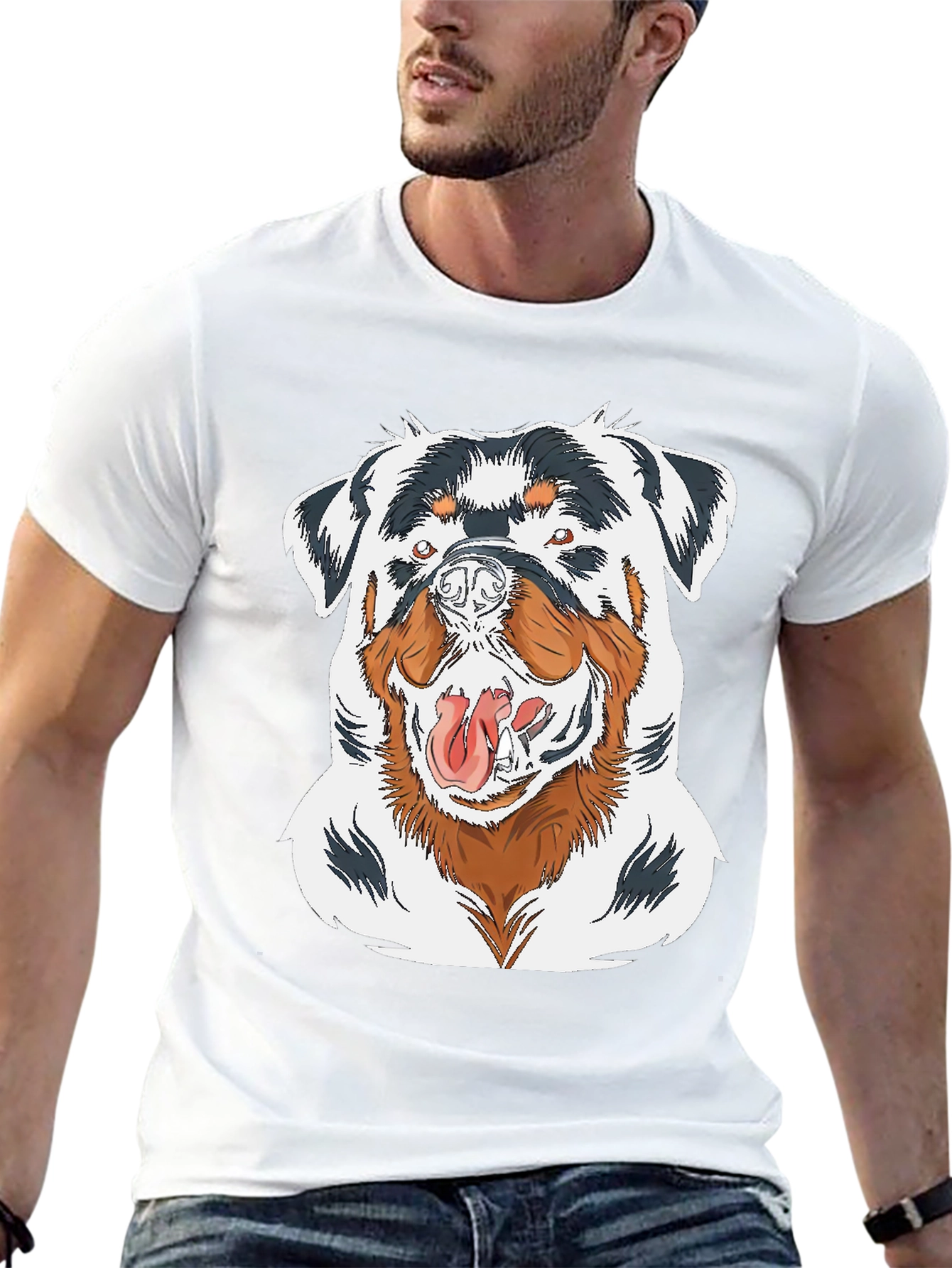 Rottweiler Graphic Print Black T-Shirt