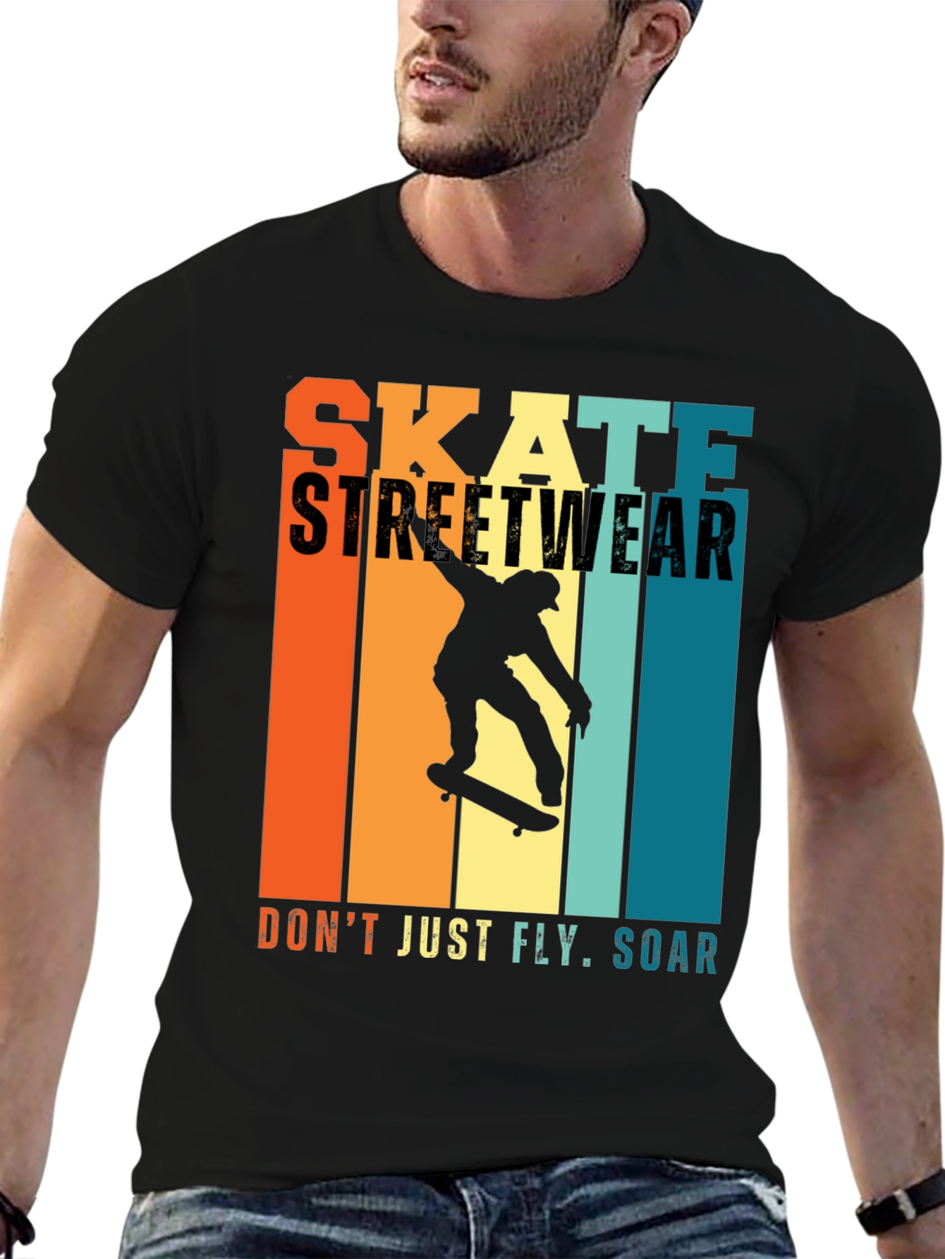 Skate Streetwear Graphic Tee - Soar Above!