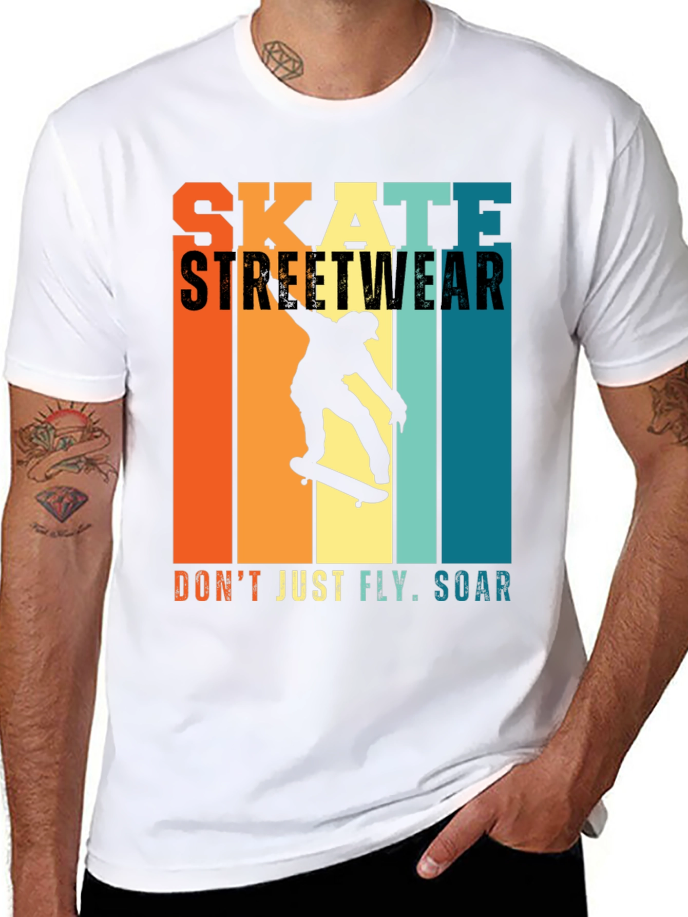 Skate Streetwear Graphic Tee - Soar Above!