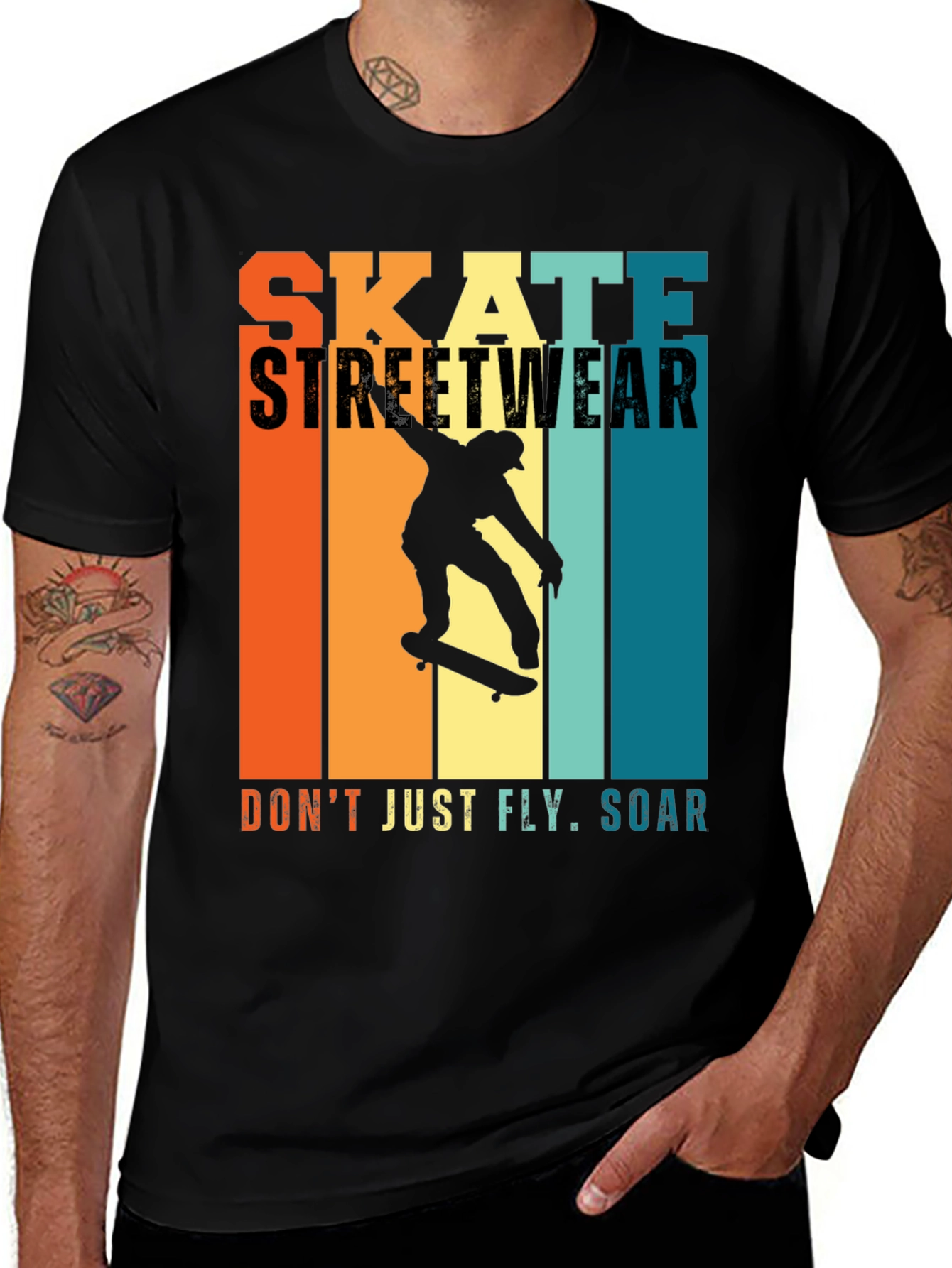 Skate Streetwear Graphic Tee - Soar Above!