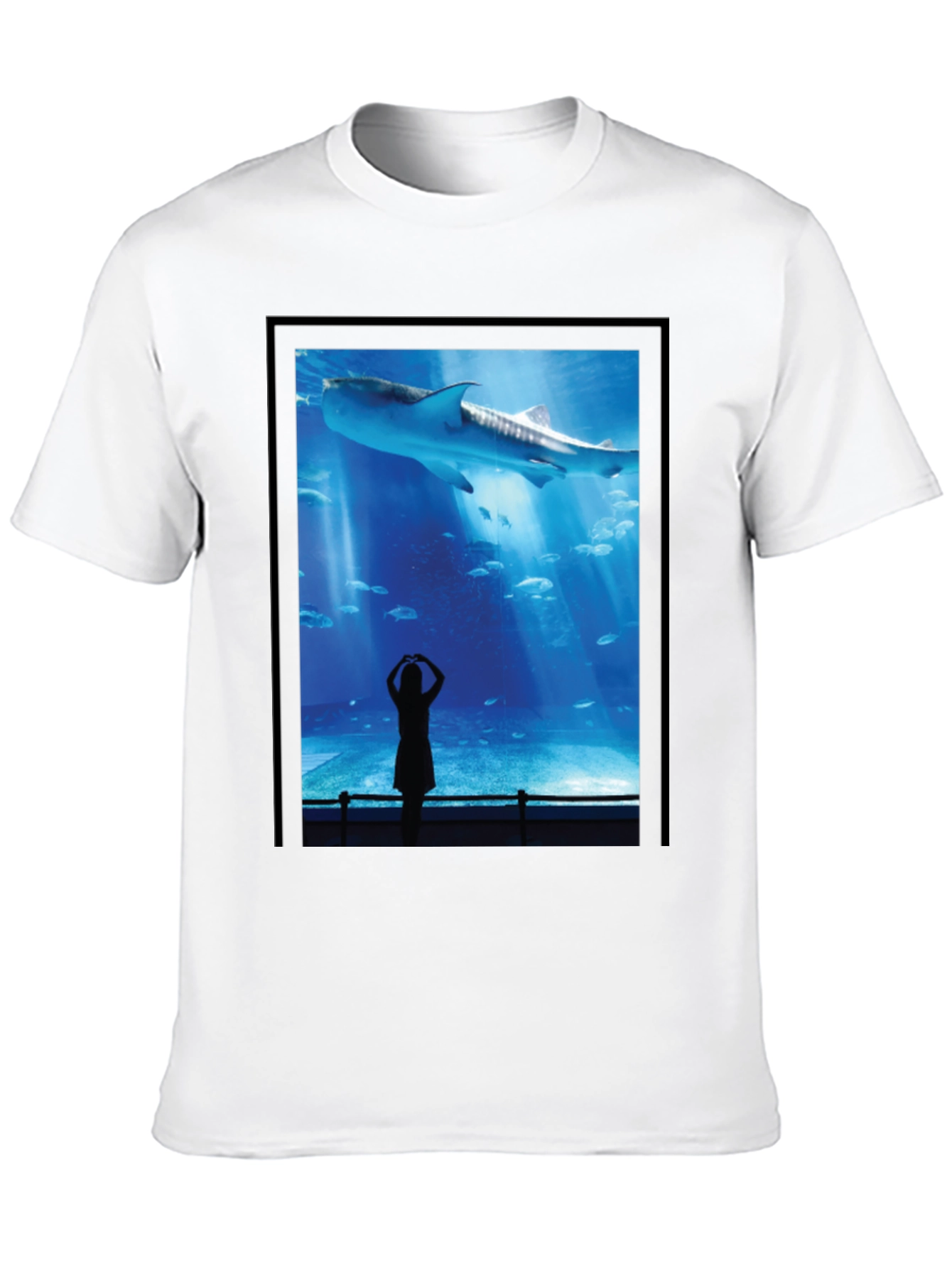 Aquarium Shark Graphic Tee - Black Cotton T-Shirt