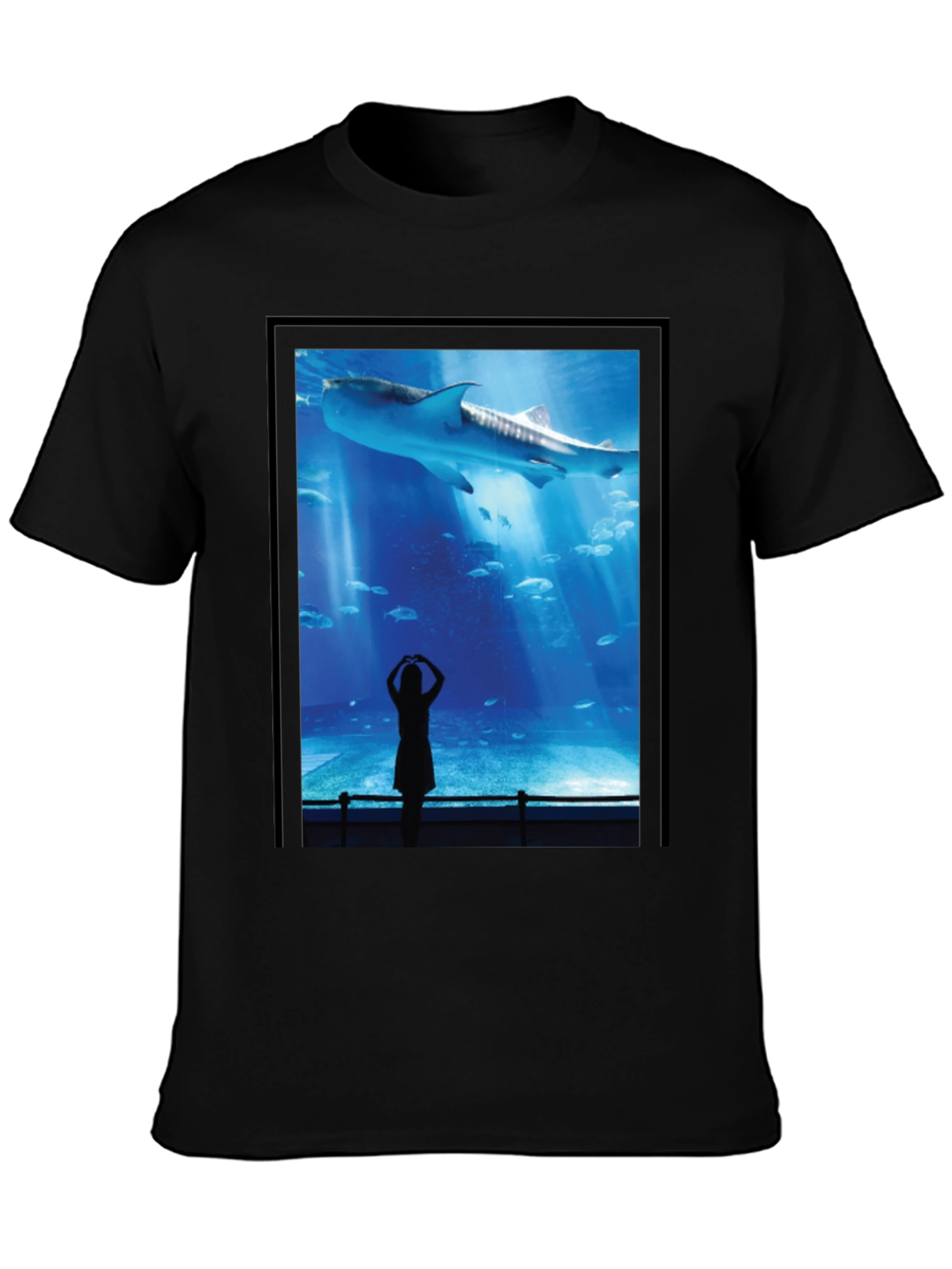 Aquarium Shark Graphic Tee - Black Cotton T-Shirt