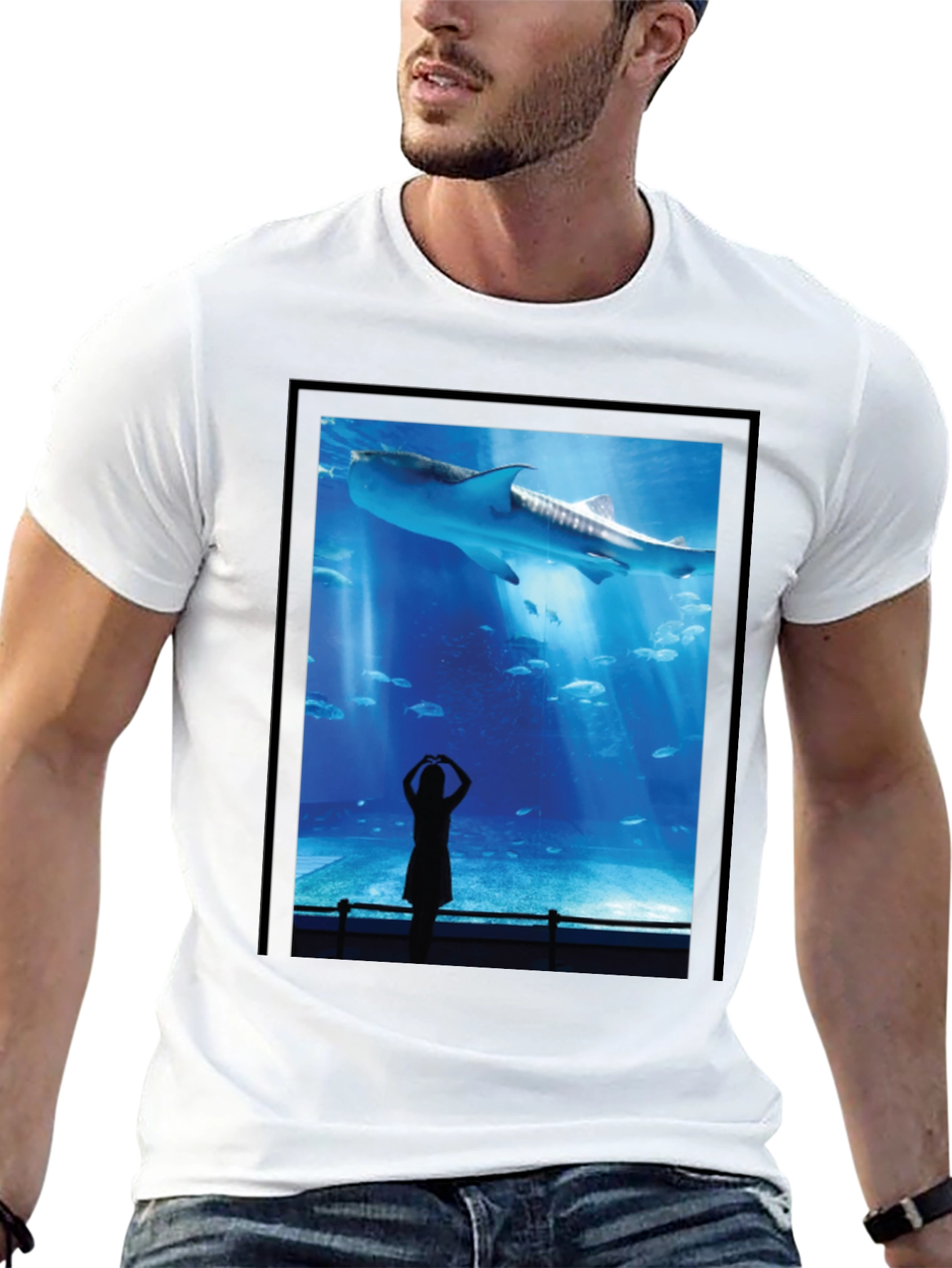 Aquarium Shark Graphic Tee - Black Cotton T-Shirt