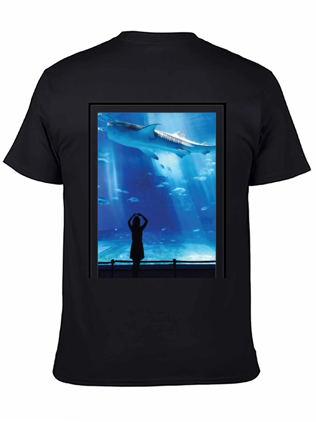 Aquarium Shark Graphic Tee - Black Cotton T-Shirt