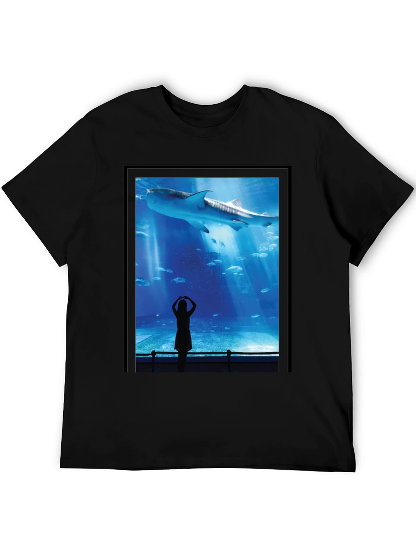 Aquarium Shark Graphic Tee - Black Cotton T-Shirt