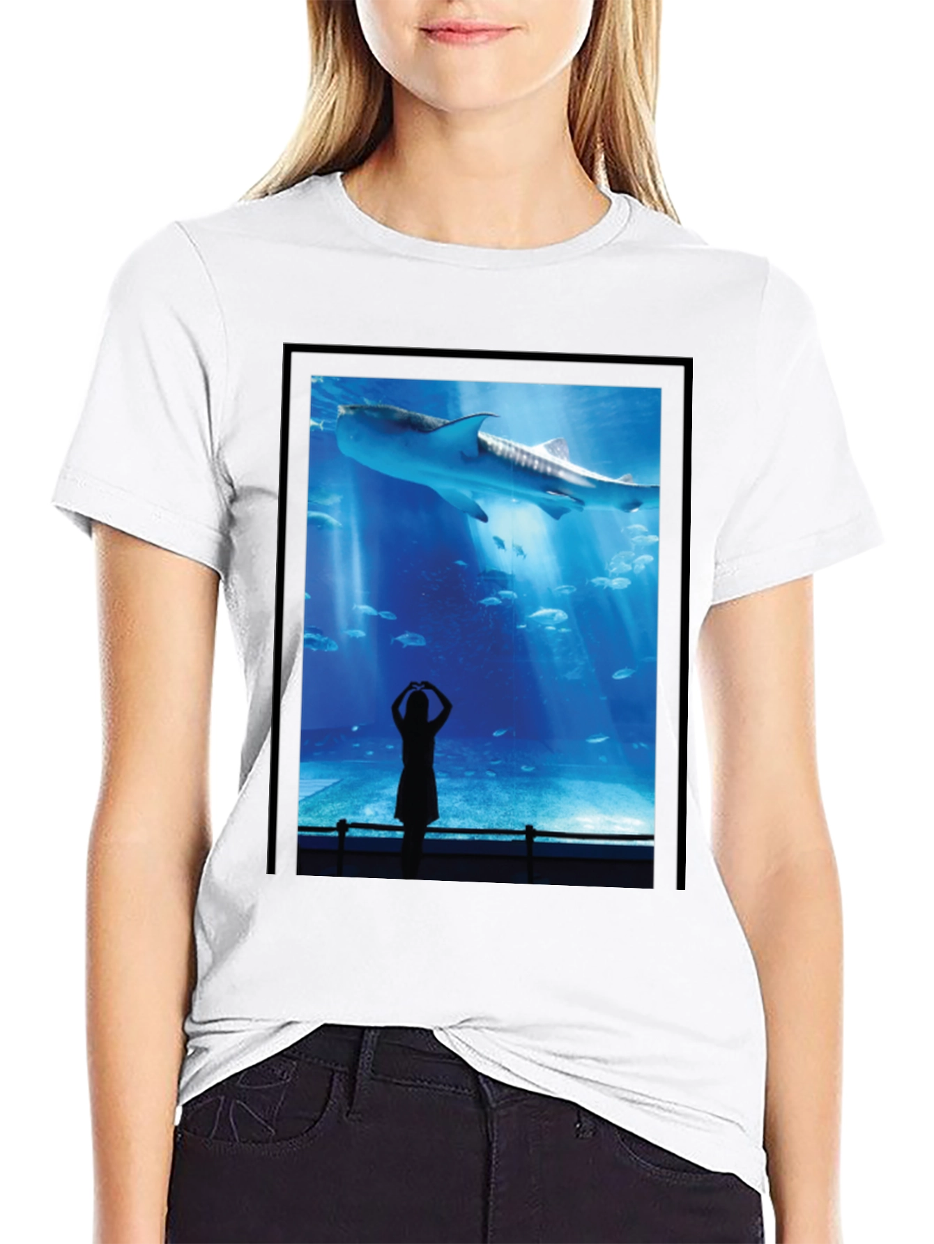 Aquarium Shark Graphic Tee - Black Cotton T-Shirt