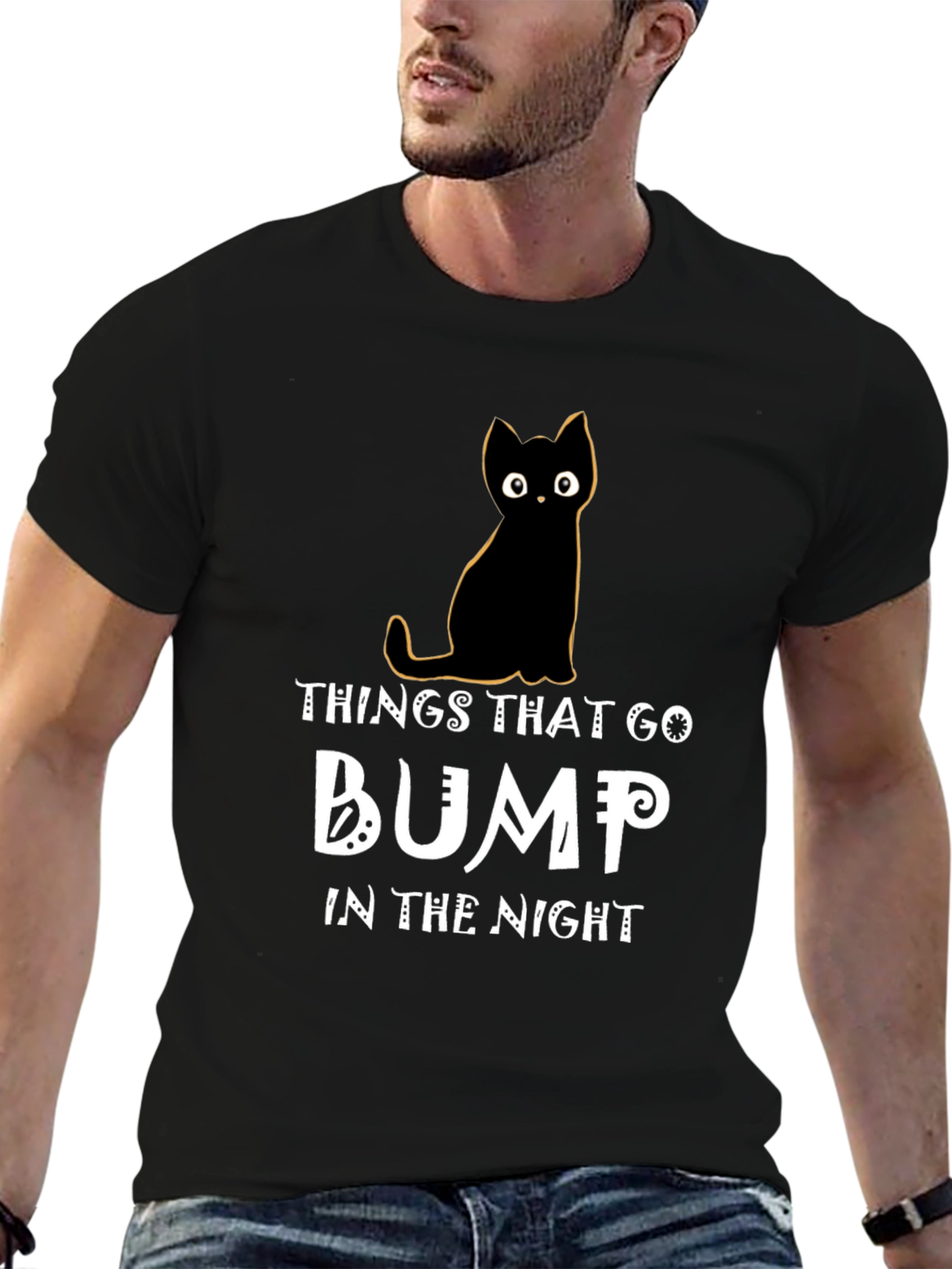 Black Cat Halloween T-Shirt - Things That Go Bump