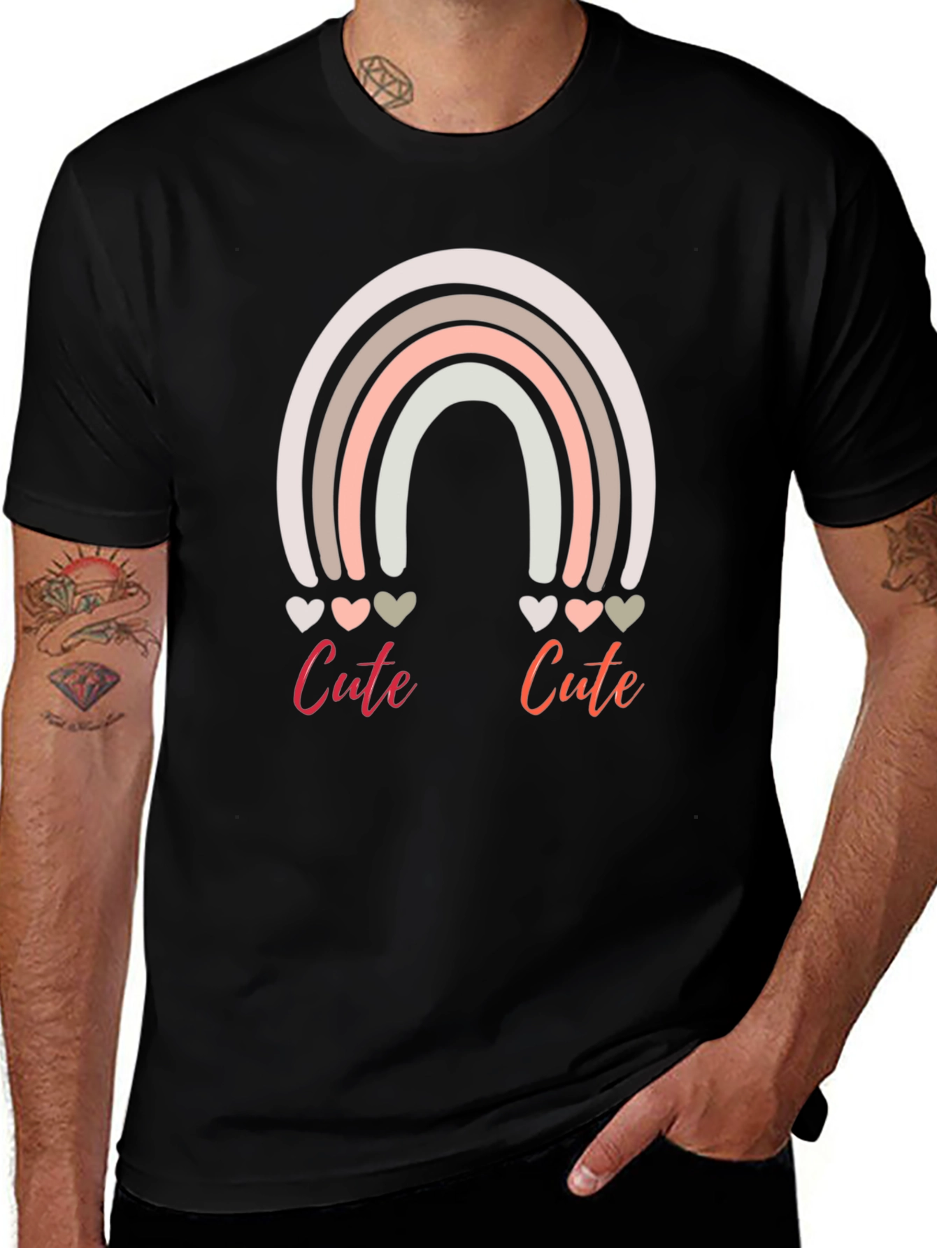 Cute Rainbow Hearts Graphic Tee - Unisex