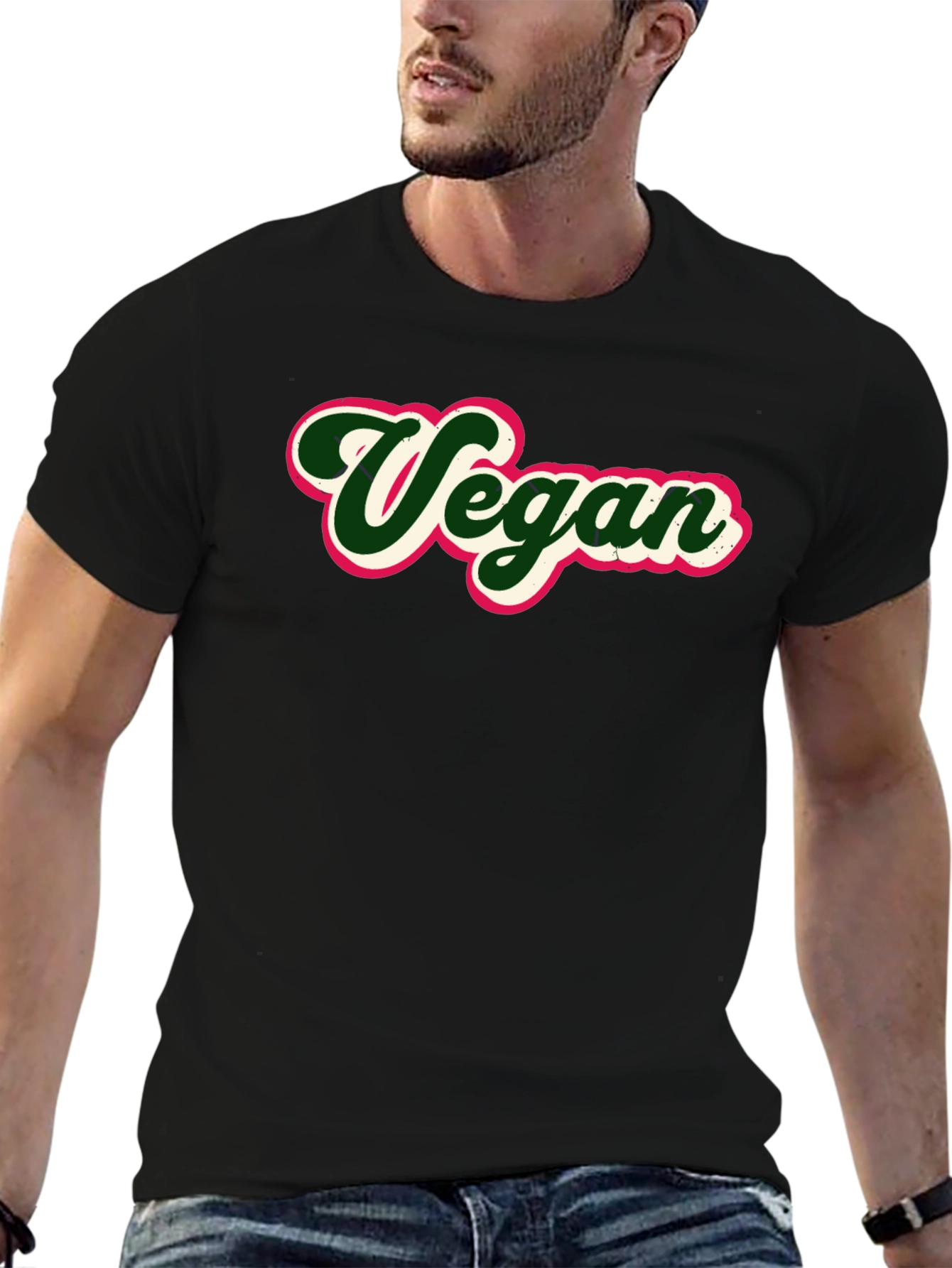 Vegan Graphic Tee - Stylish Black T-Shirt