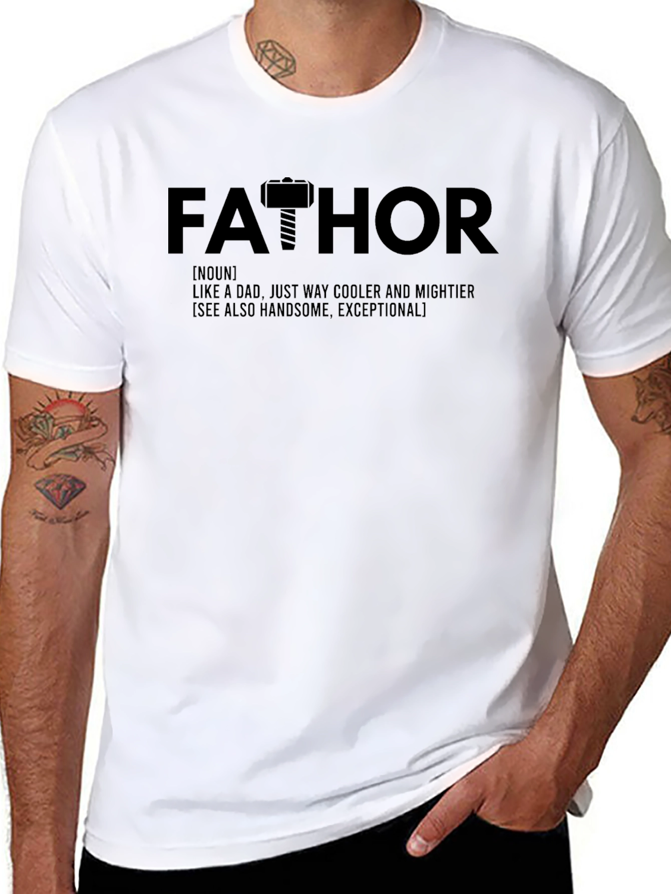 Fathor Definition Black T-Shirt - Cool Dad Mightier