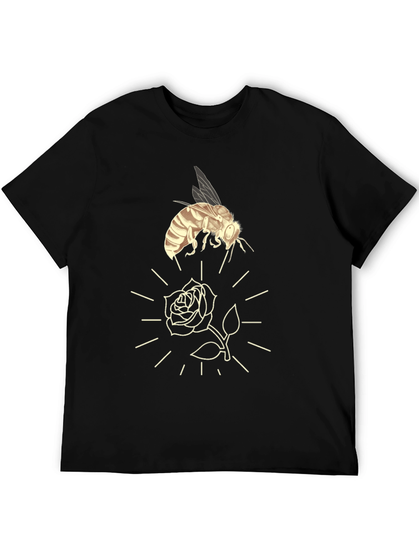 Bee and Rose Graphic Tee - Black Casual T-Shirt
