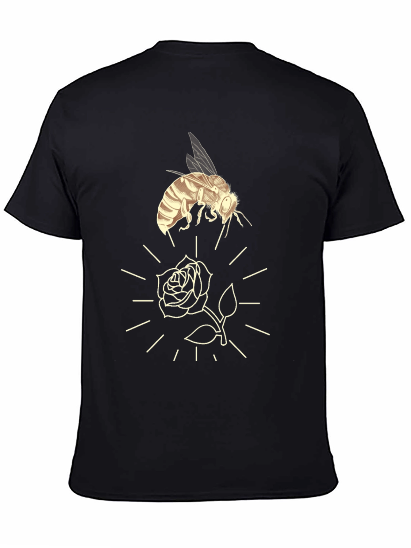 Bee and Rose Graphic Tee - Black Casual T-Shirt