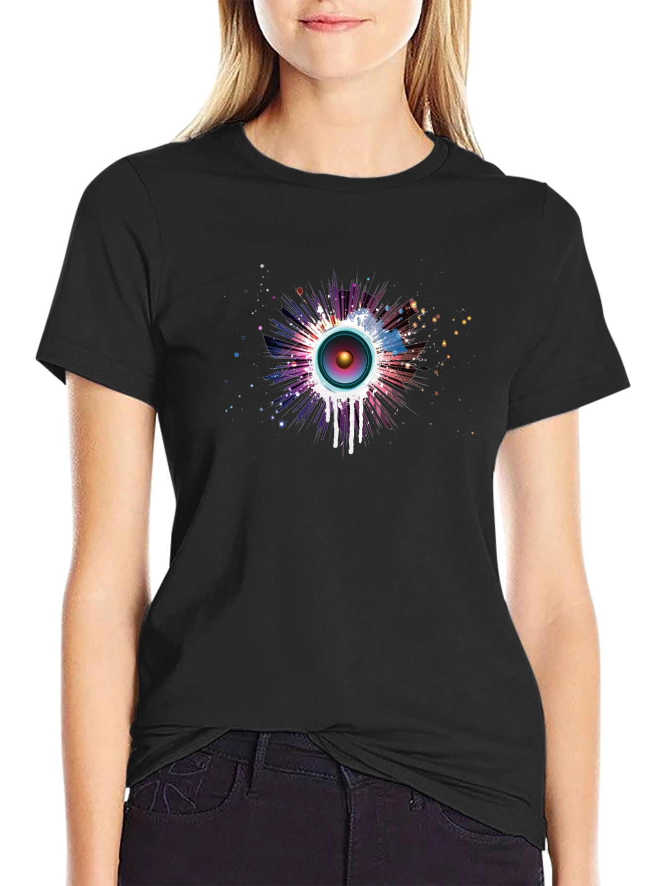 Speaker Burst Graphic Black T-Shirt