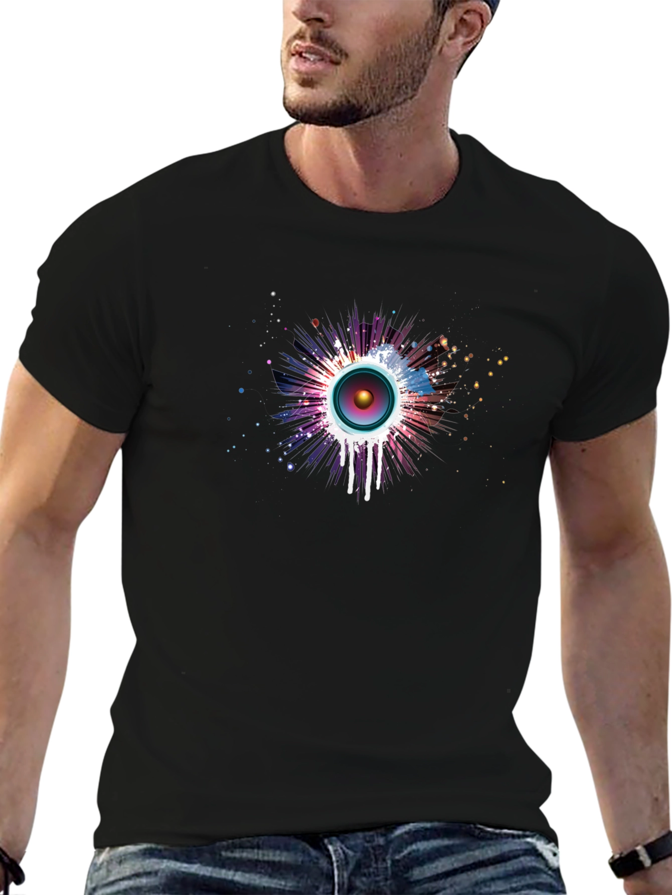 Speaker Burst Graphic Black T-Shirt