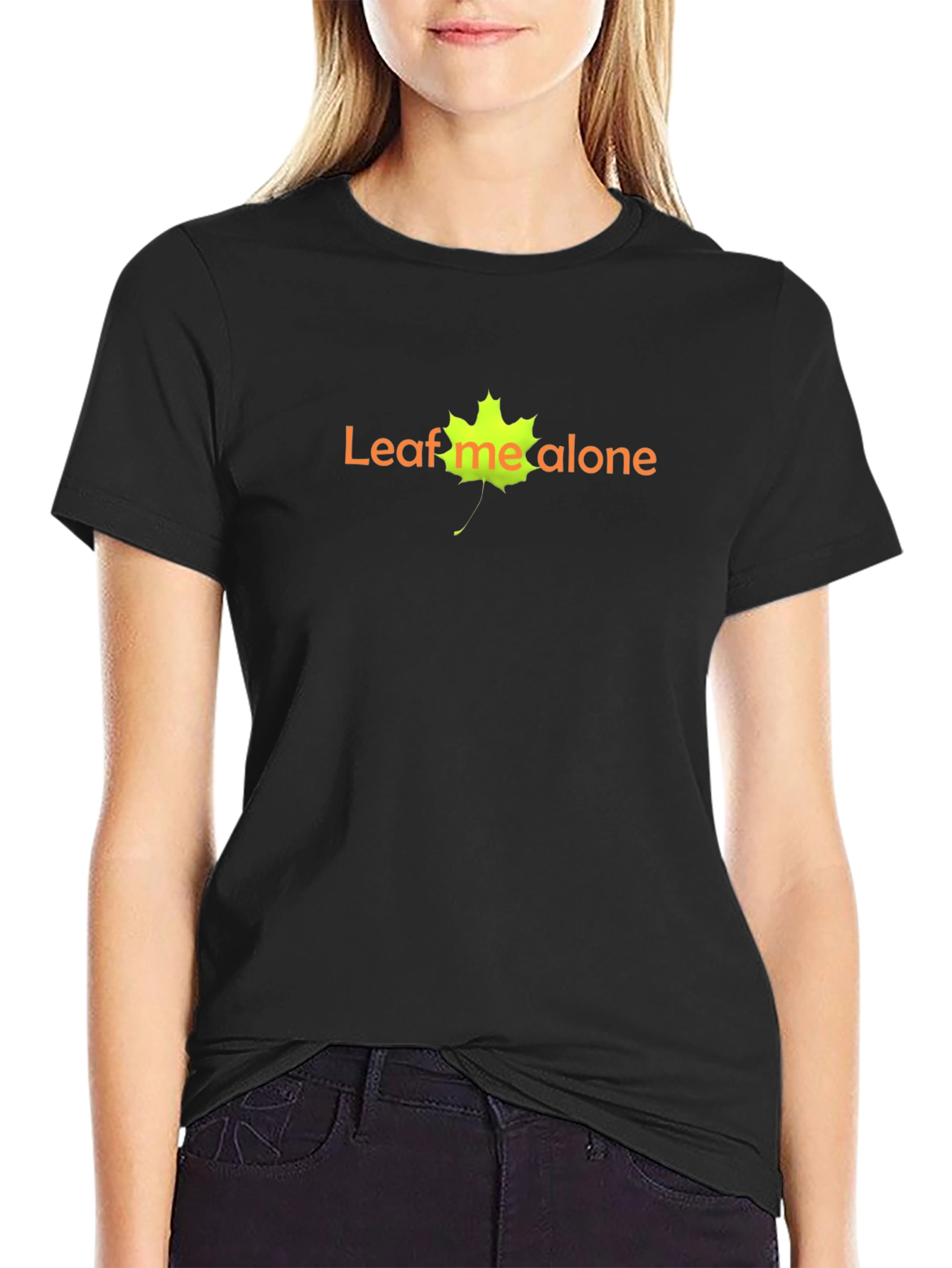 Leaf Me Alone Black Graphic T-Shirt