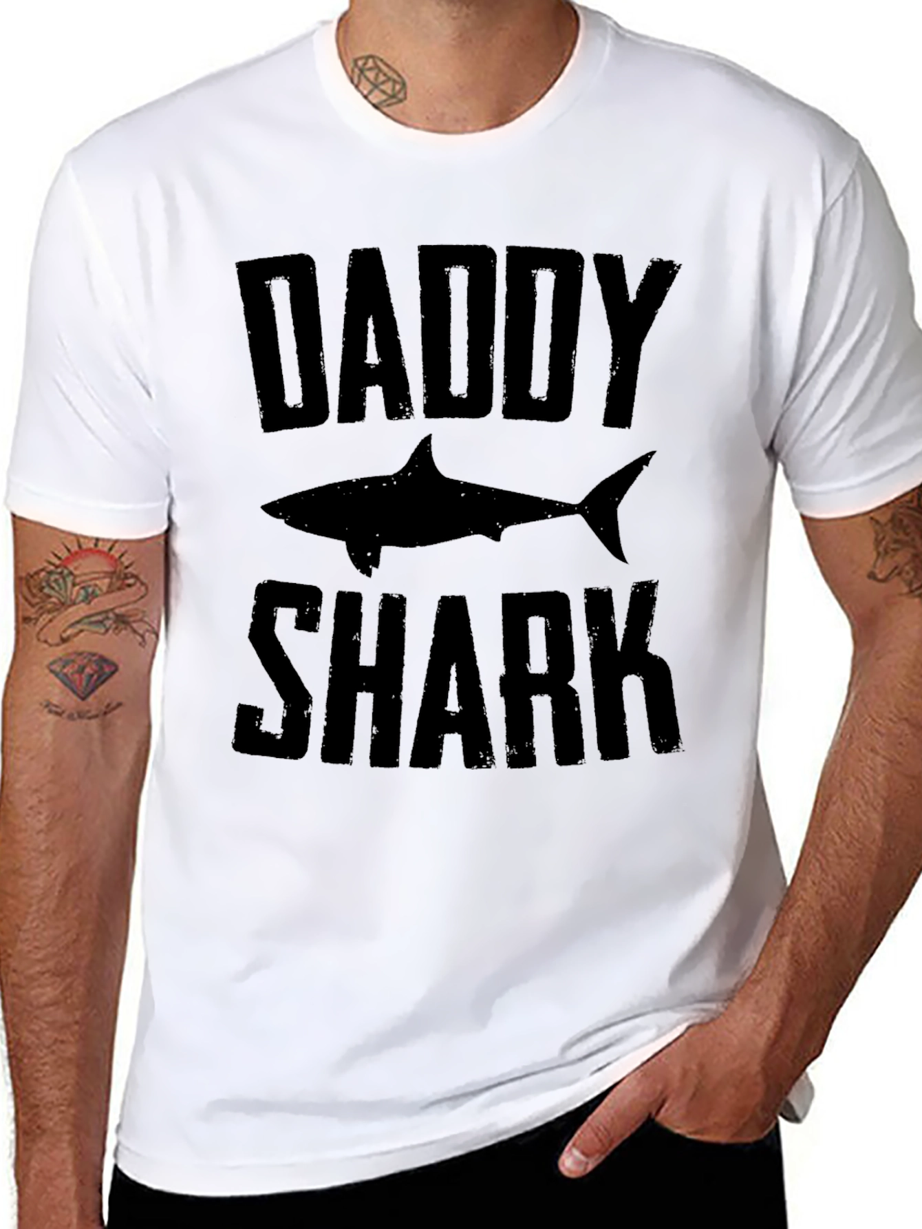 Daddy Shark Graphic Tee - Black Cotton T-Shirt