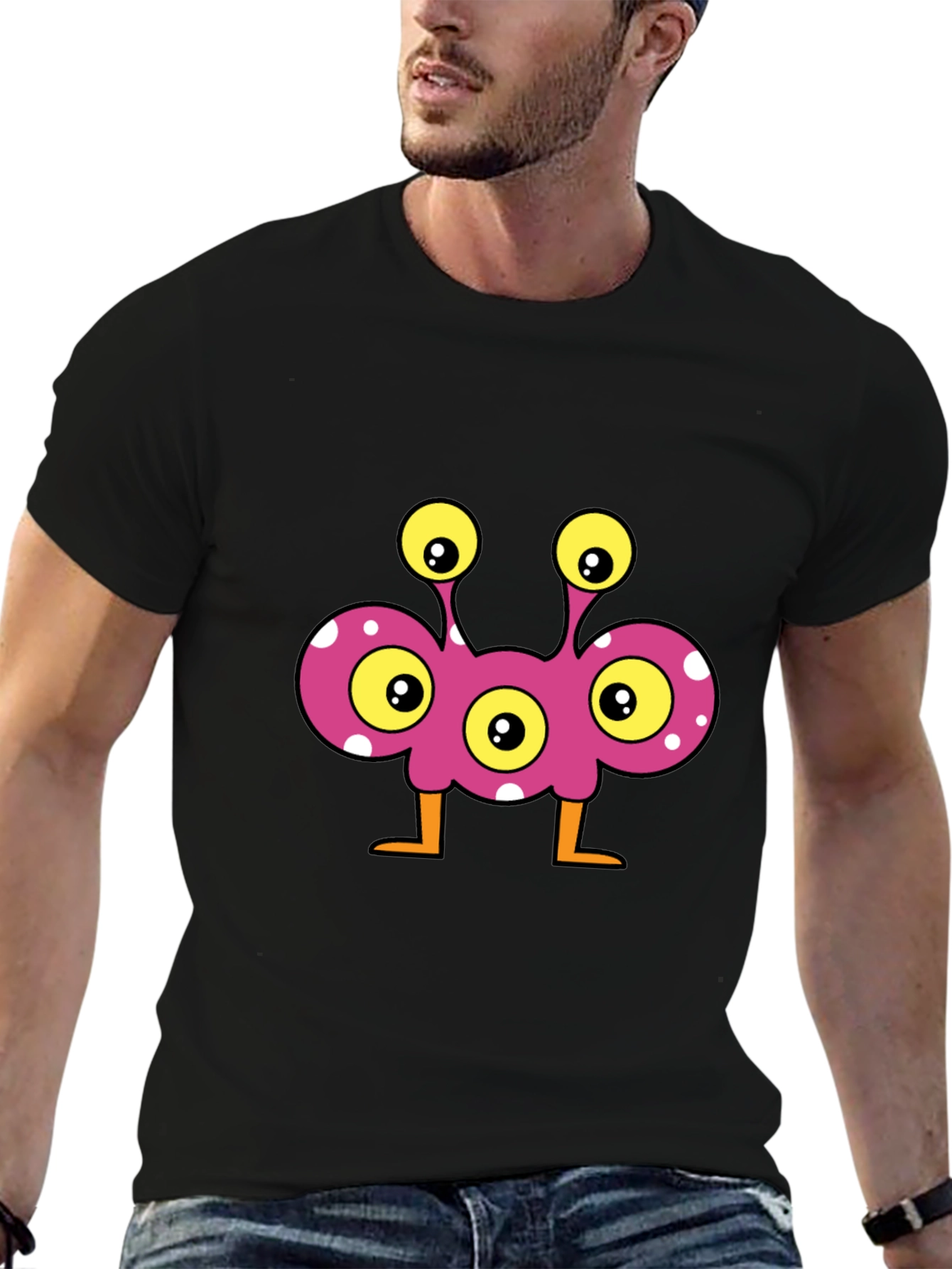 Fun Monster Graphic Tee - Black Cotton T-Shirt
