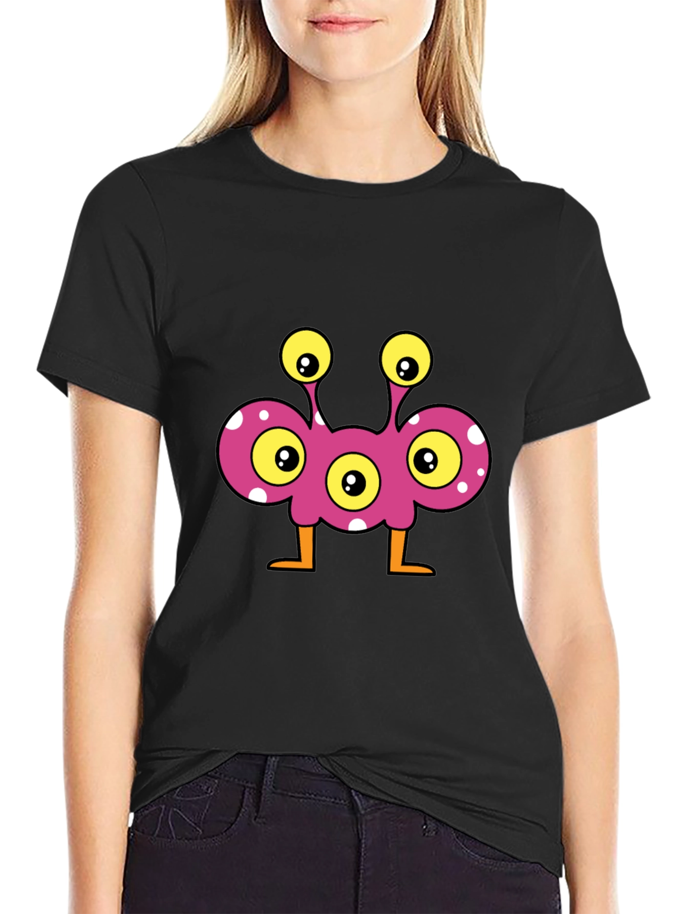 Fun Monster Graphic Tee - Black Cotton T-Shirt