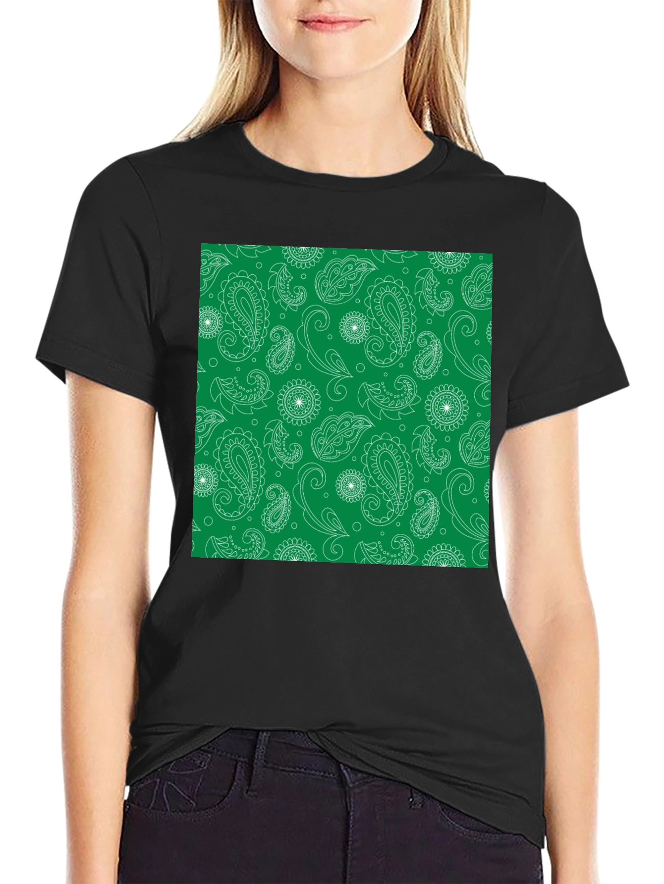 Paisley Print Black T-Shirt for Men