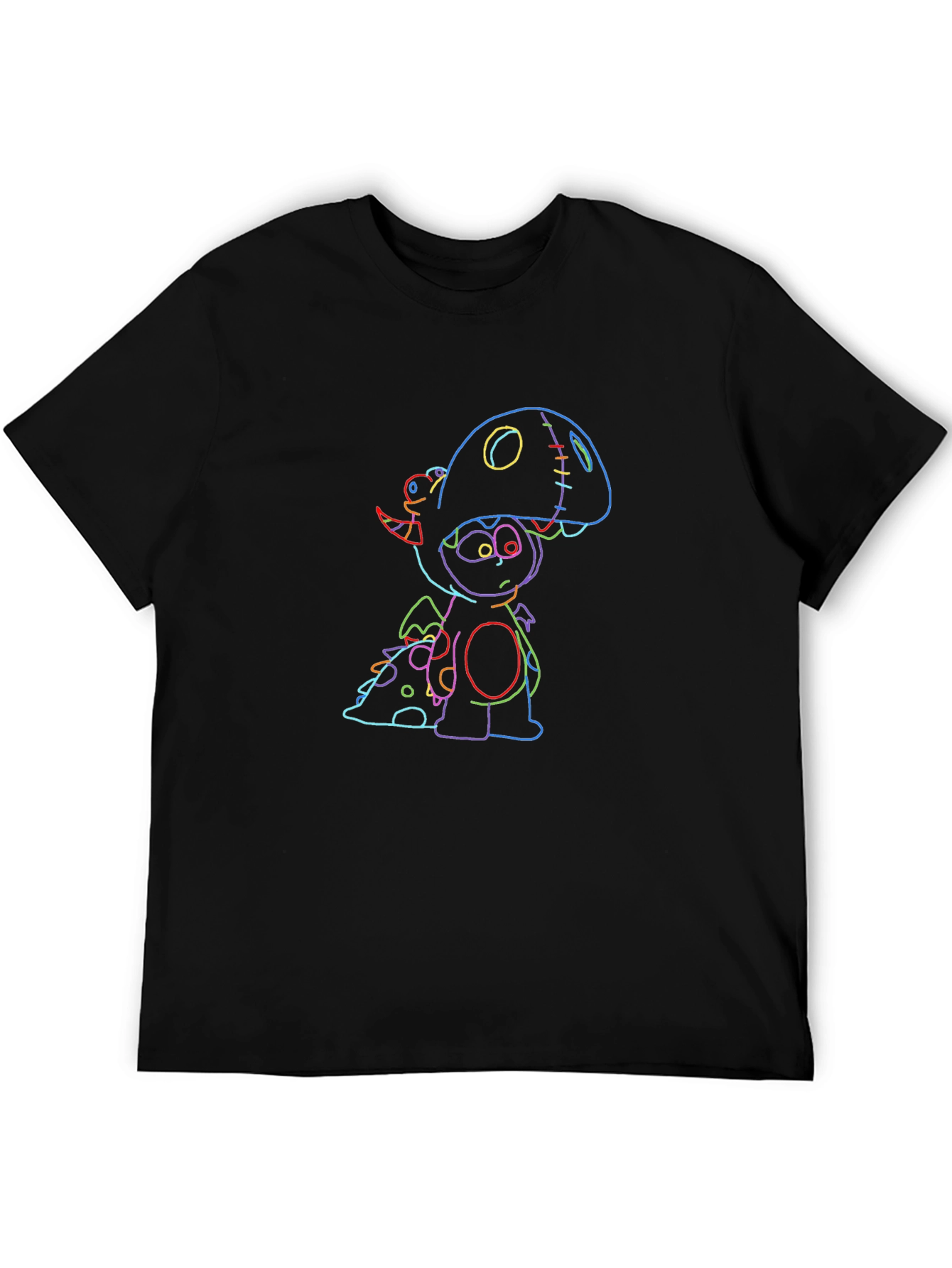 Neon Dino Graphic Black Tee