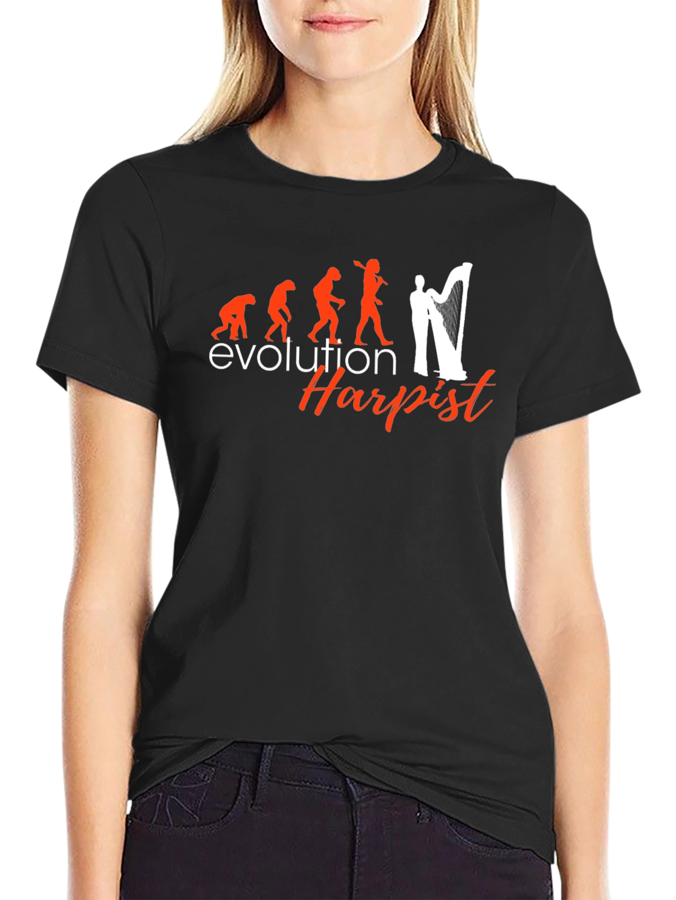 Evolution of Harpist Graphic T-Shirt - Black