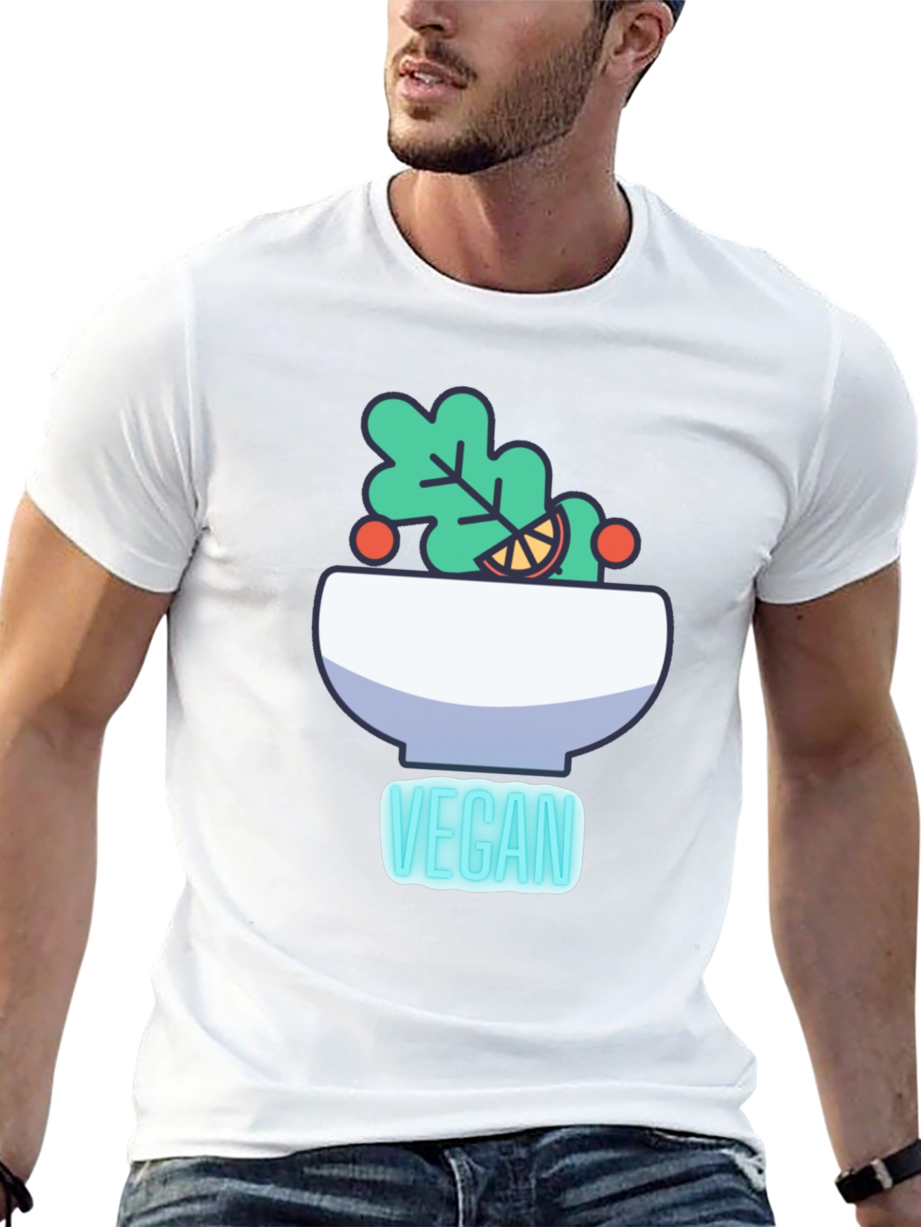 Vegan Salad Bowl Graphic Tee - Black