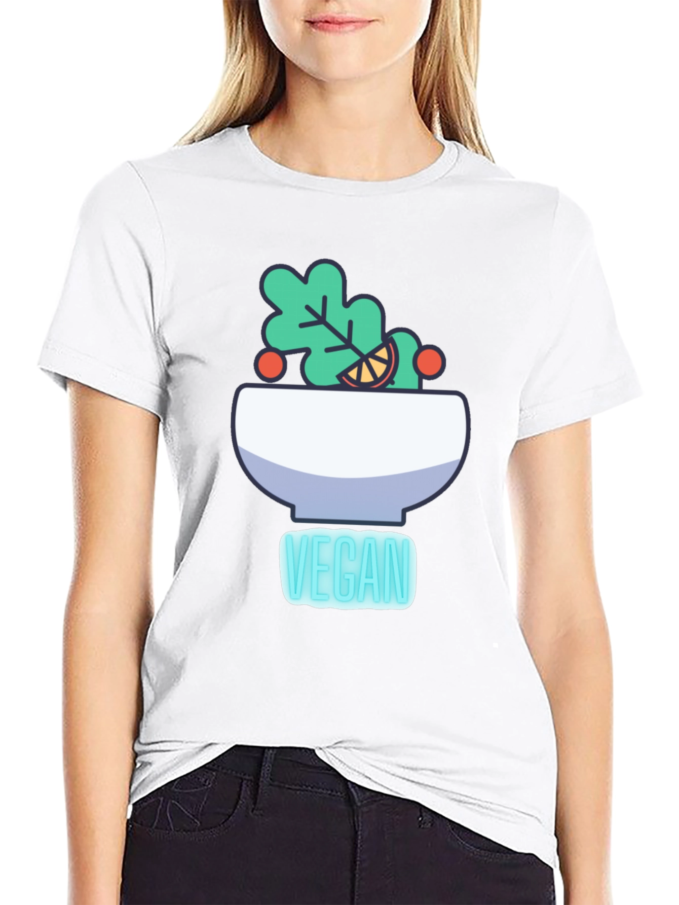 Vegan Salad Bowl Graphic Tee - Black