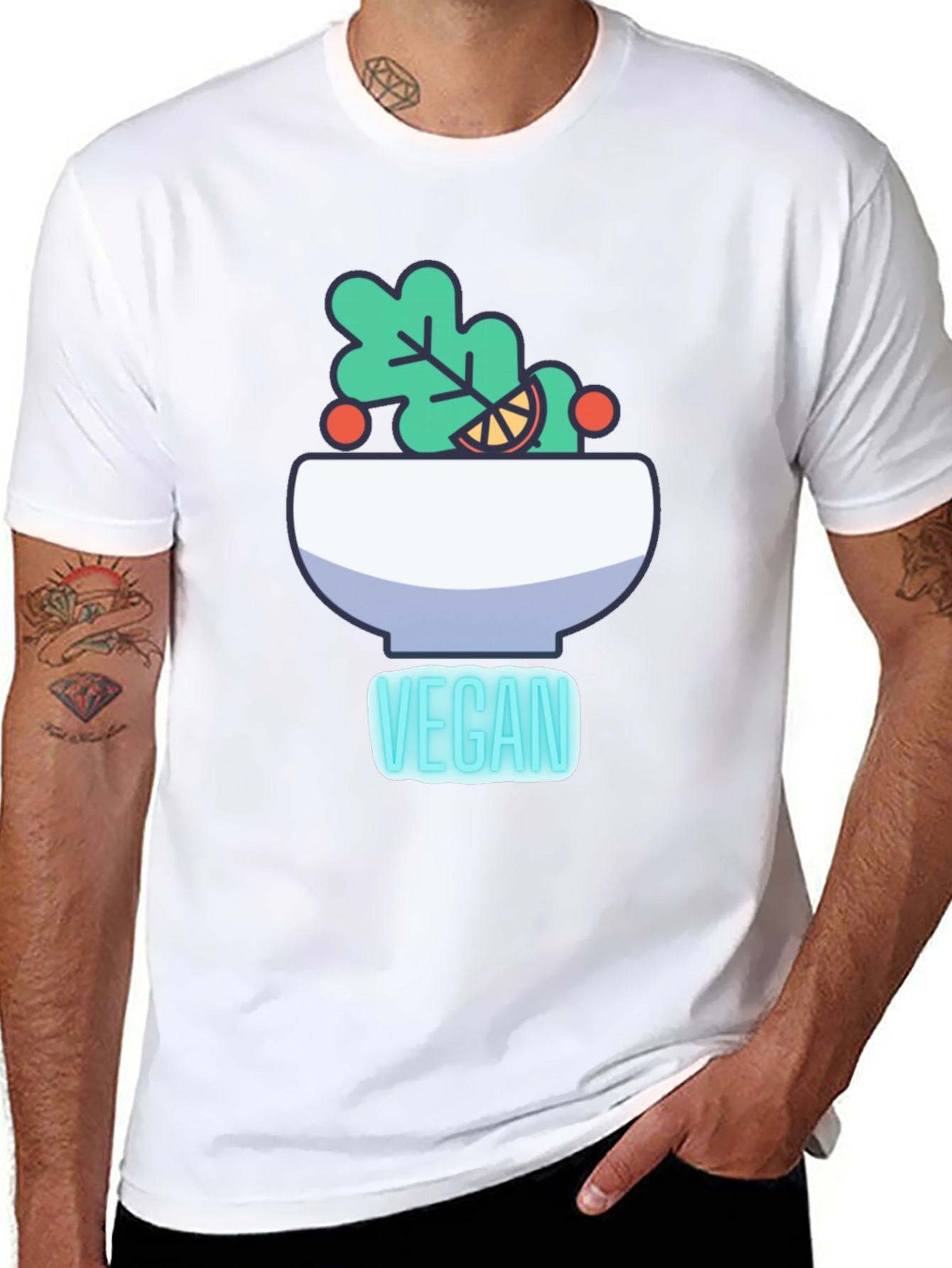 Vegan Salad Bowl Graphic Tee - Black