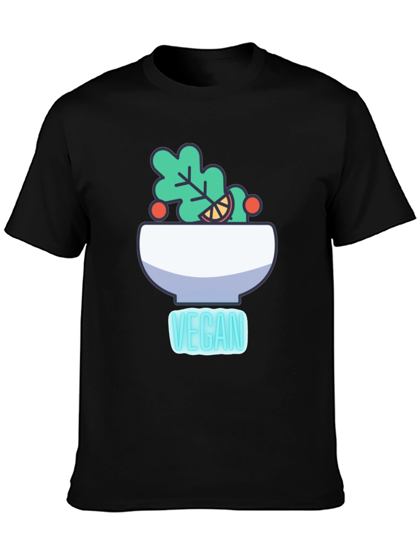 Vegan Salad Bowl Graphic Tee - Black