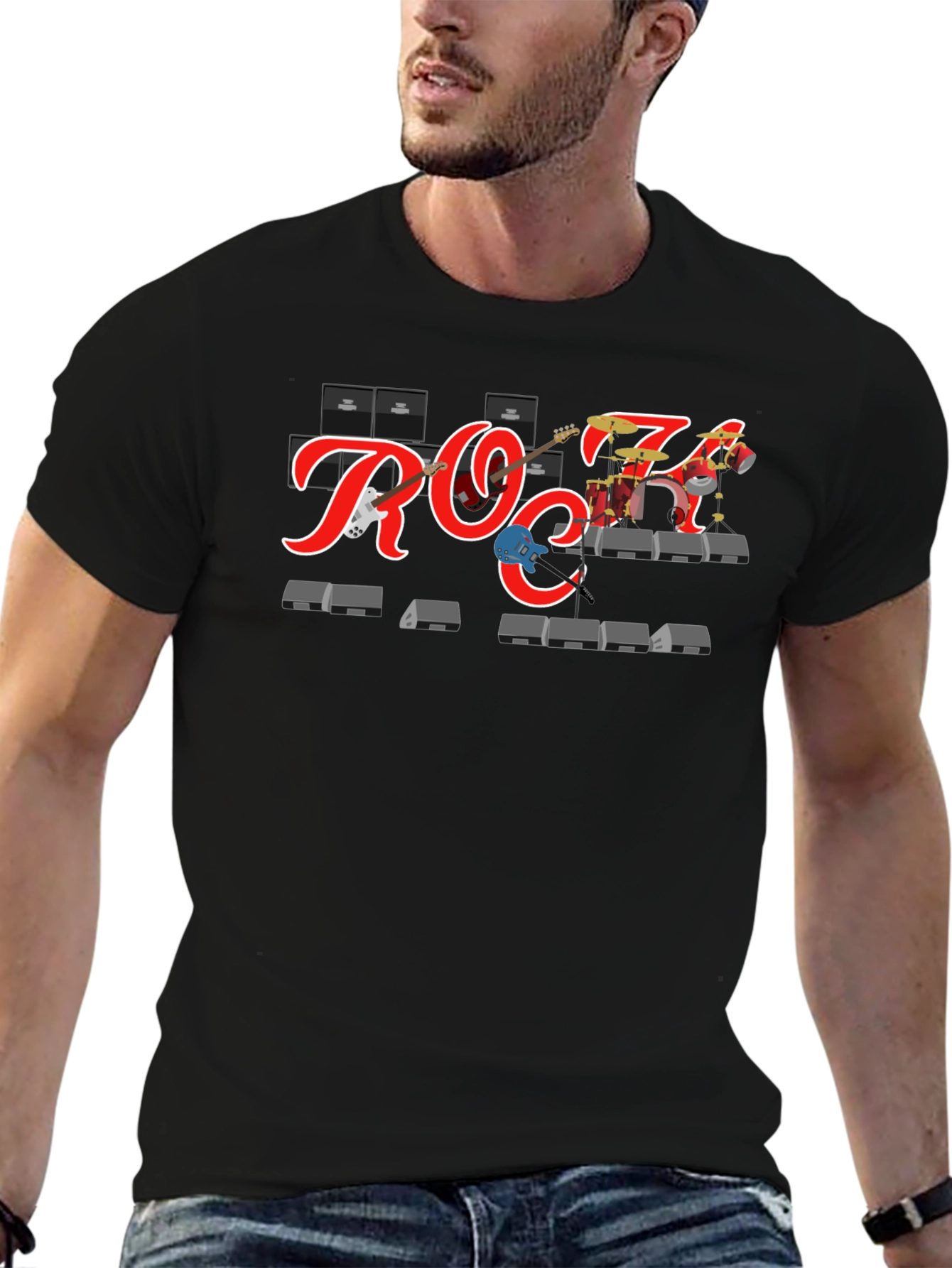 Rock Band T-Shirt - Black Crew Neck Tee