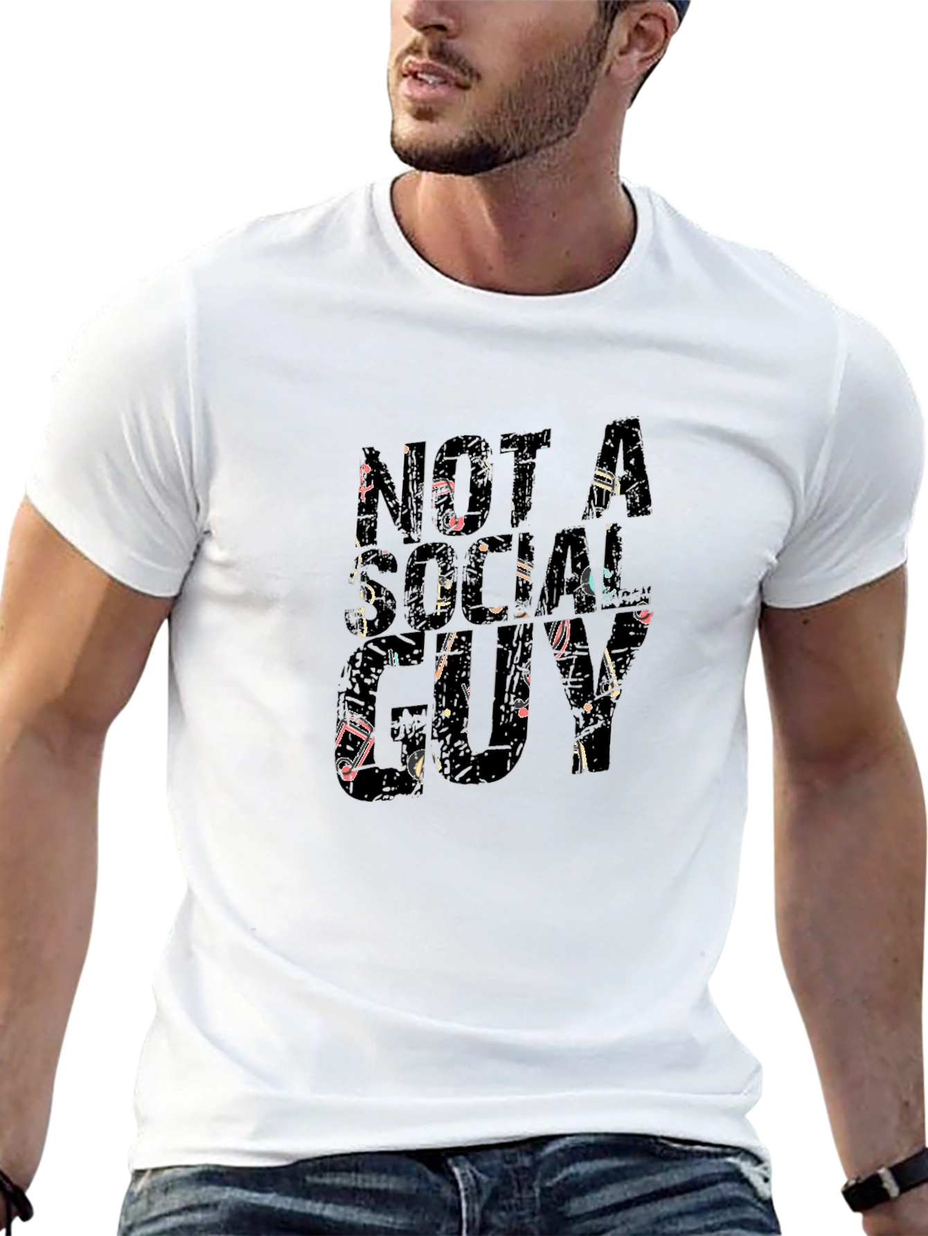 Not A Social Guy Graphic Tee - Black