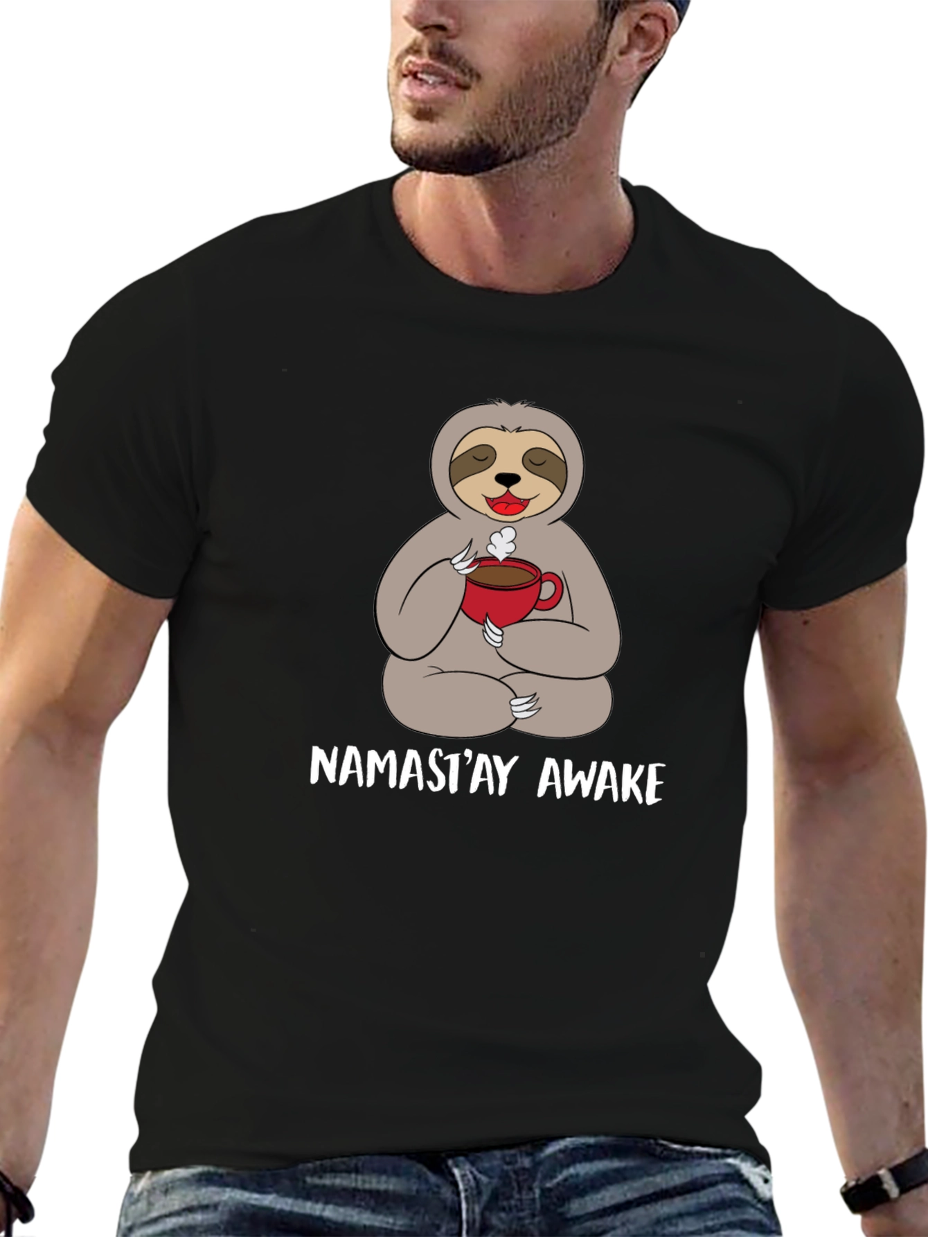 Namasteay Awake Sloth Coffee T-Shirt