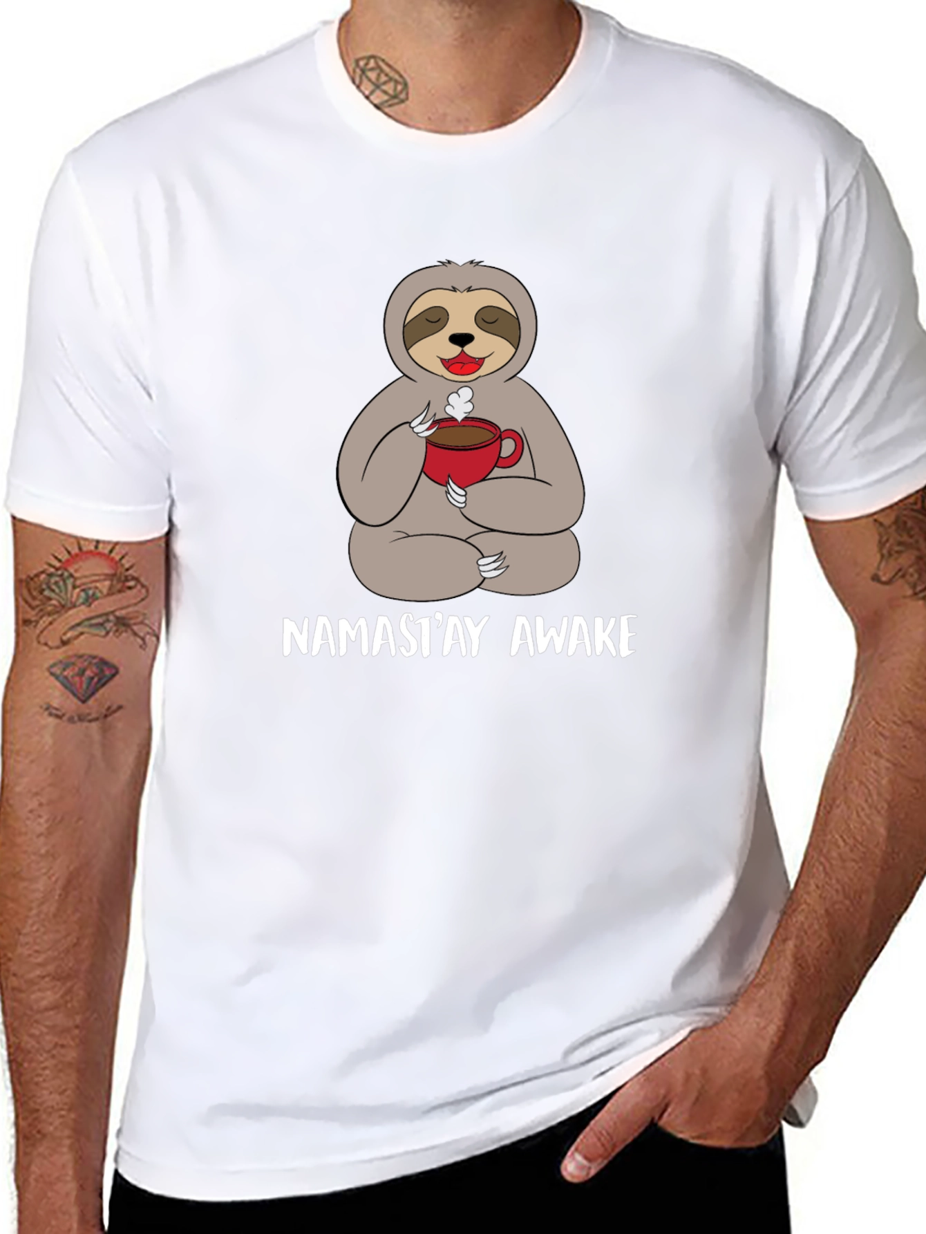 Namasteay Awake Sloth Coffee T-Shirt