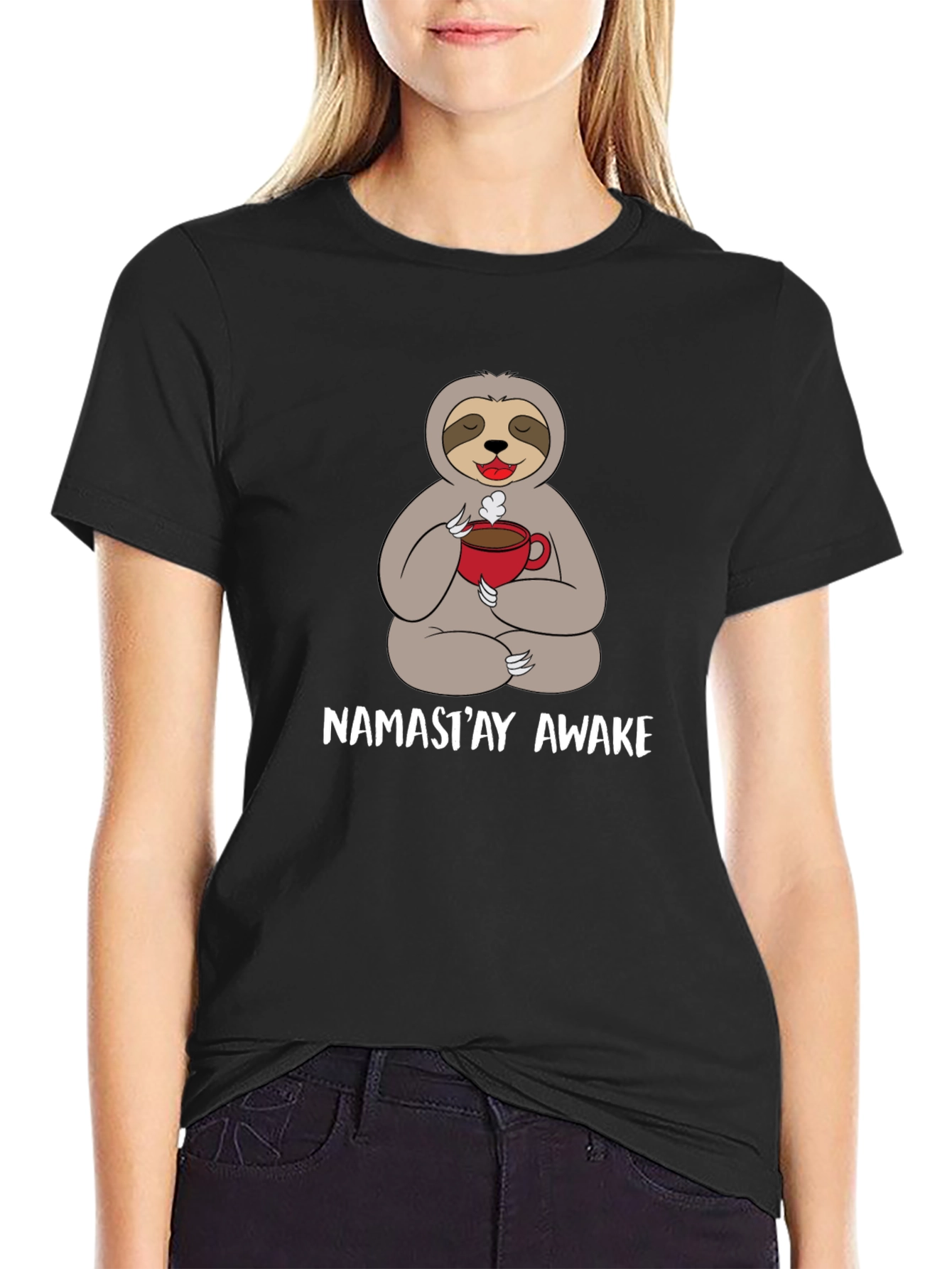 Namasteay Awake Sloth Coffee T-Shirt