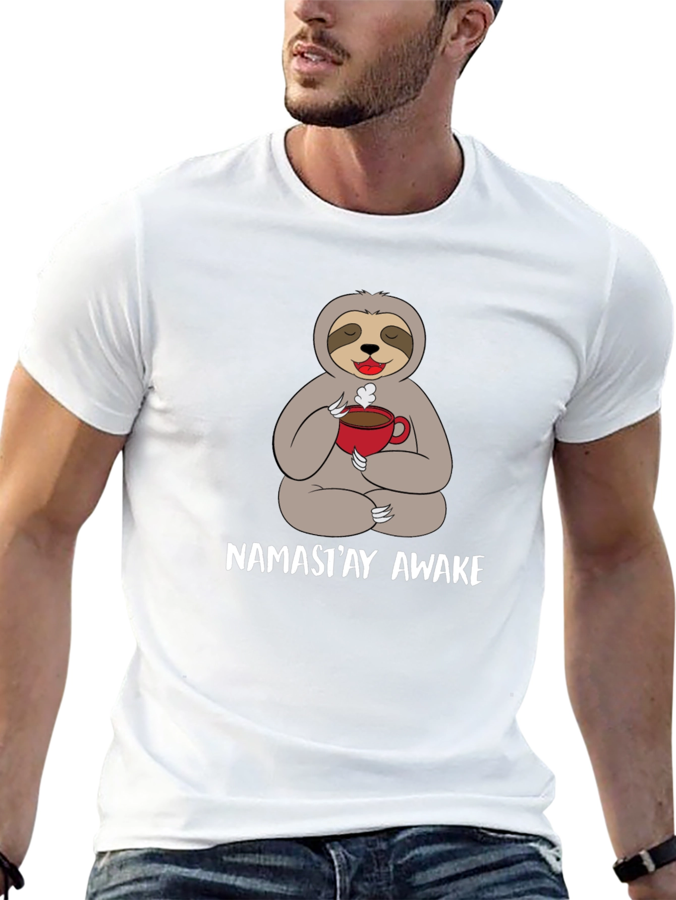 Namasteay Awake Sloth Coffee T-Shirt
