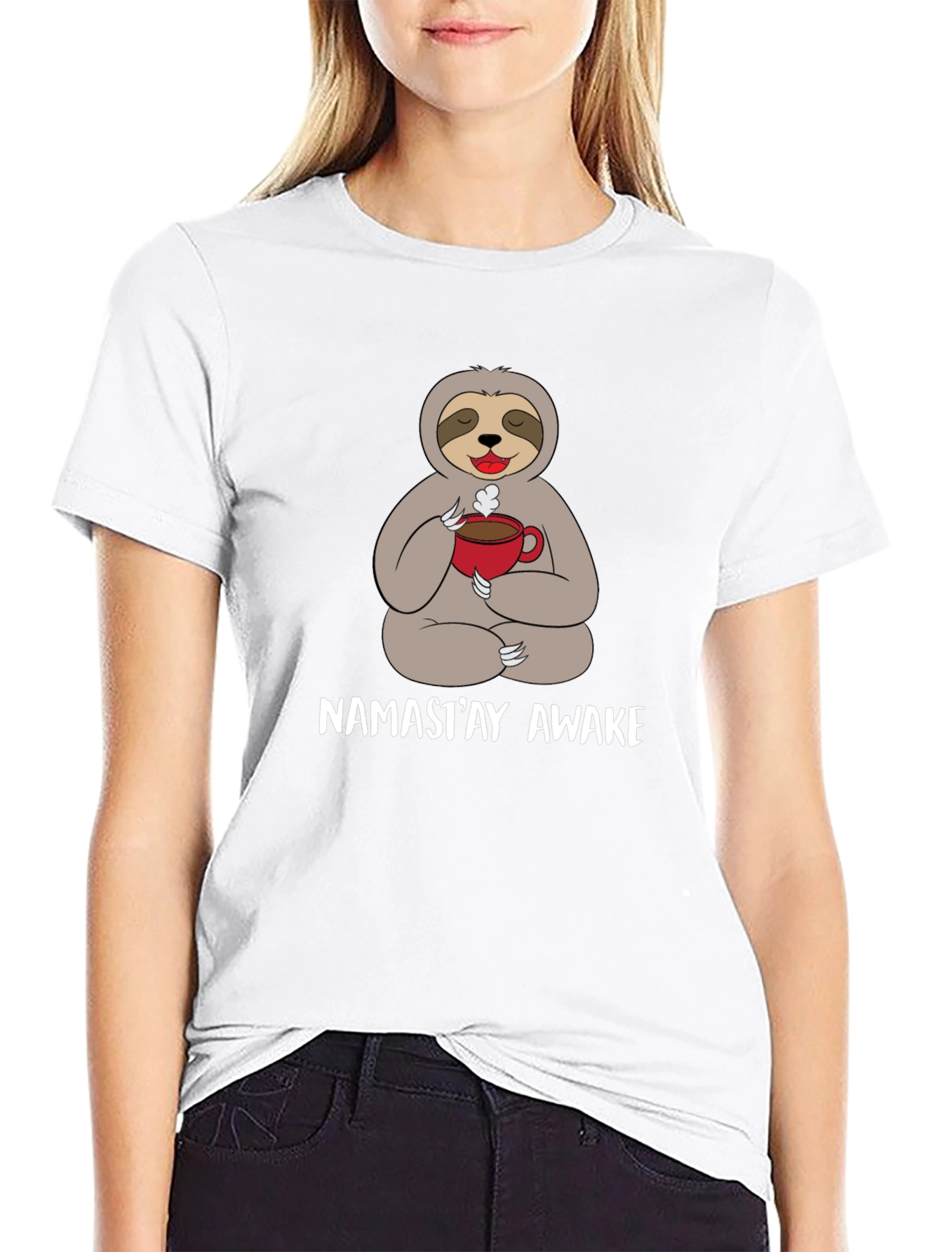 Namasteay Awake Sloth Coffee T-Shirt