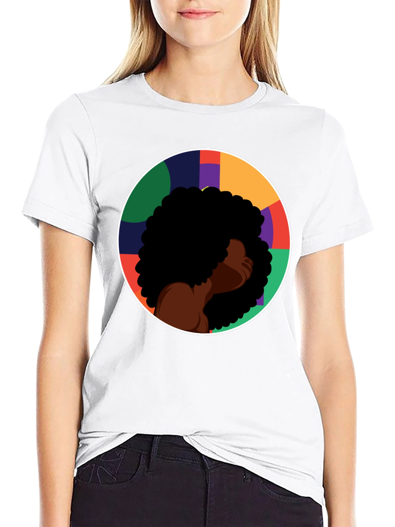 Black Woman Afro Circle Graphic Tee