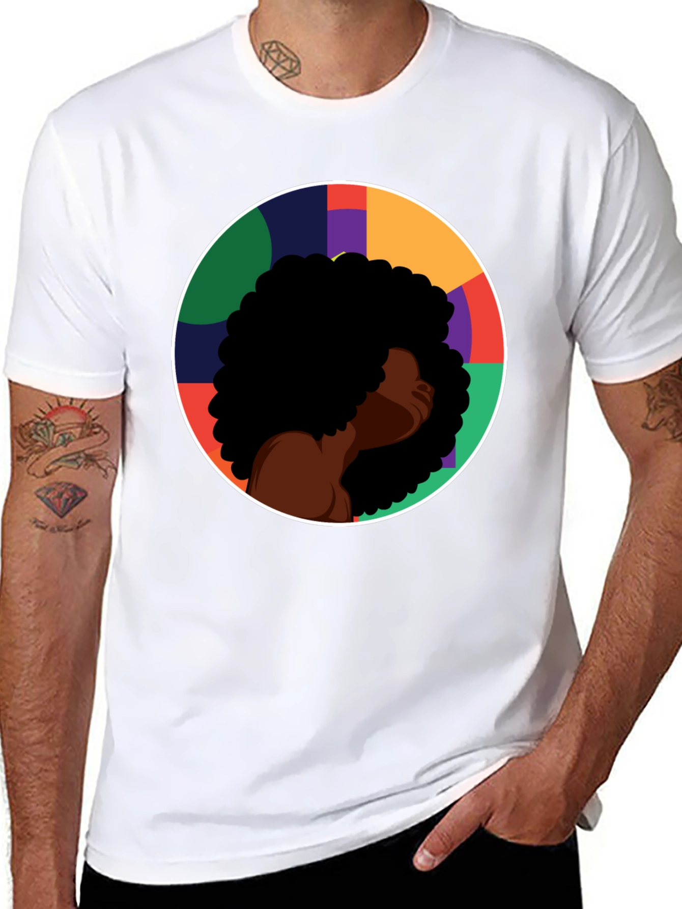 Black Woman Afro Circle Graphic Tee