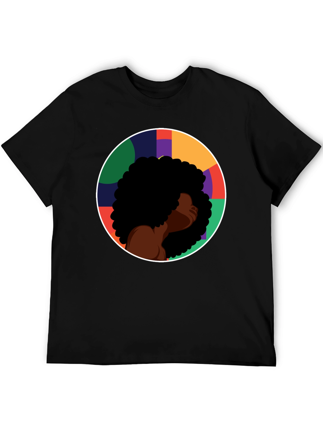 Black Woman Afro Circle Graphic Tee