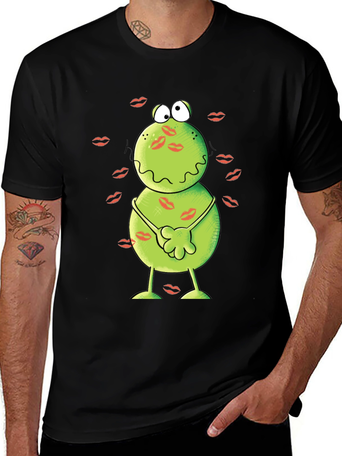 Kissed Frog Graphic Tee - Mens Black T-Shirt