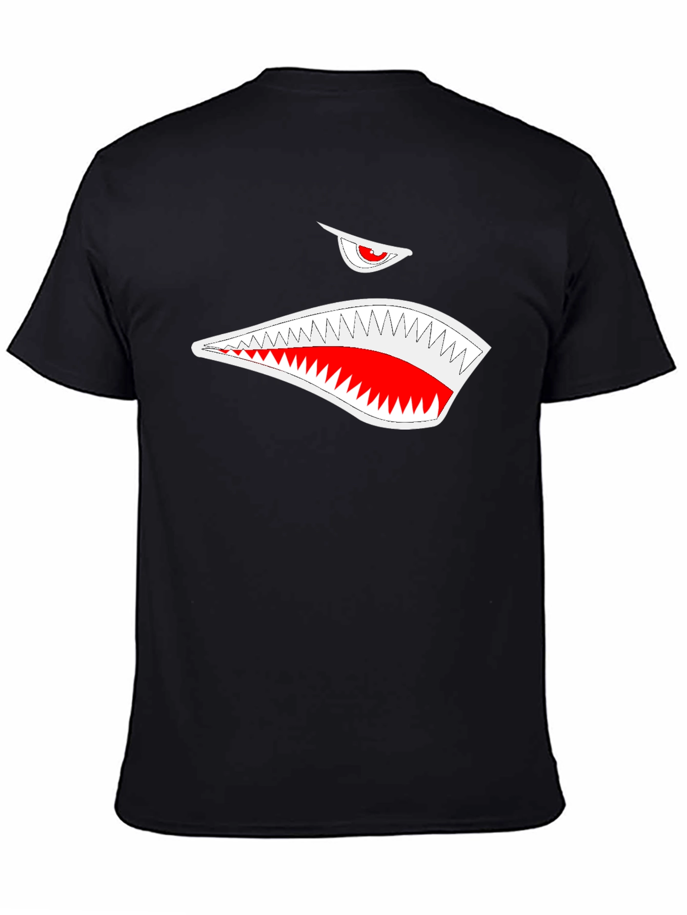 Black T-Shirt with Shark Mouth Graphic