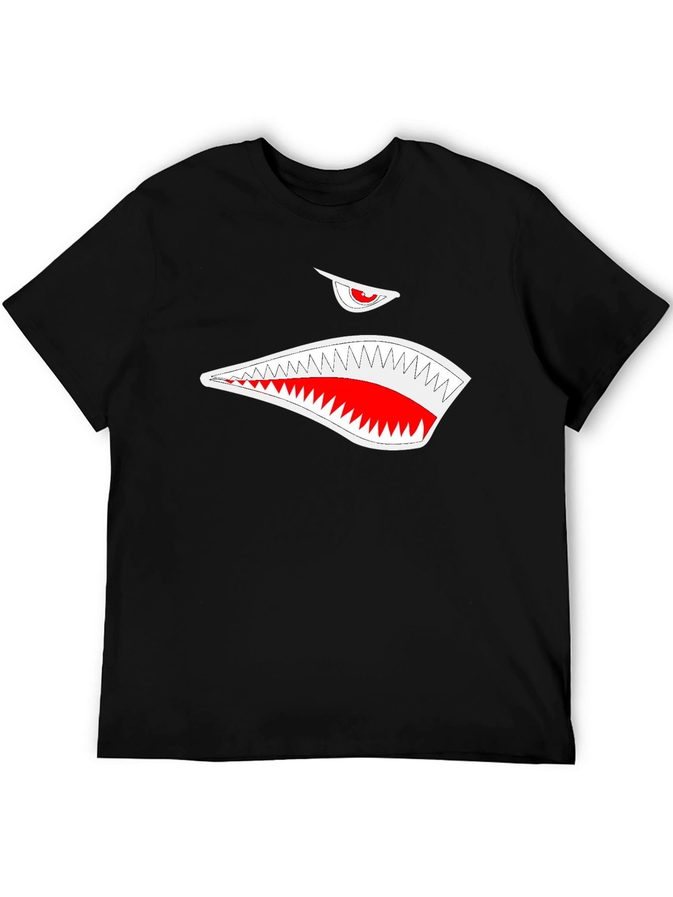 Black T-Shirt with Shark Mouth Graphic