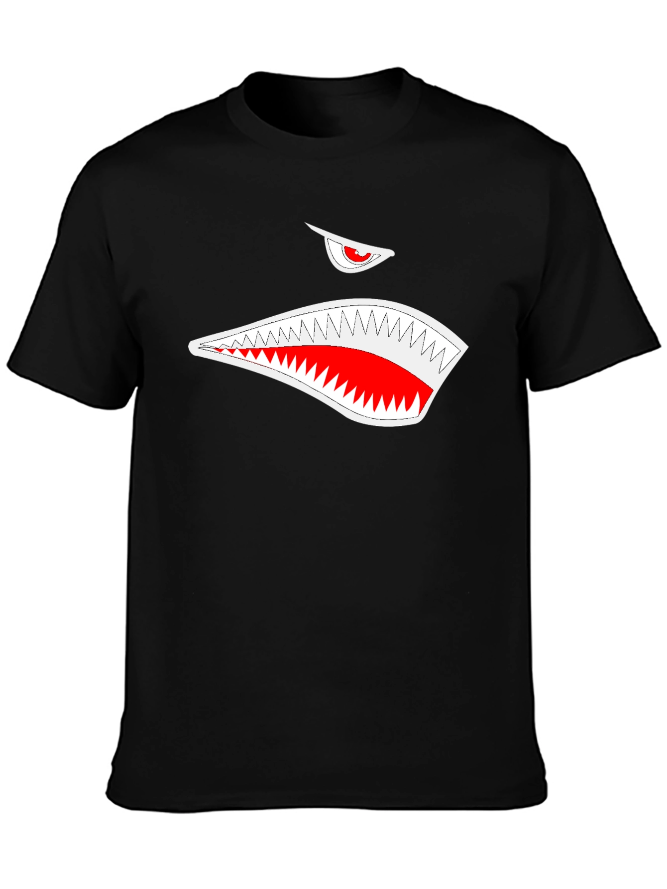 Black T-Shirt with Shark Mouth Graphic