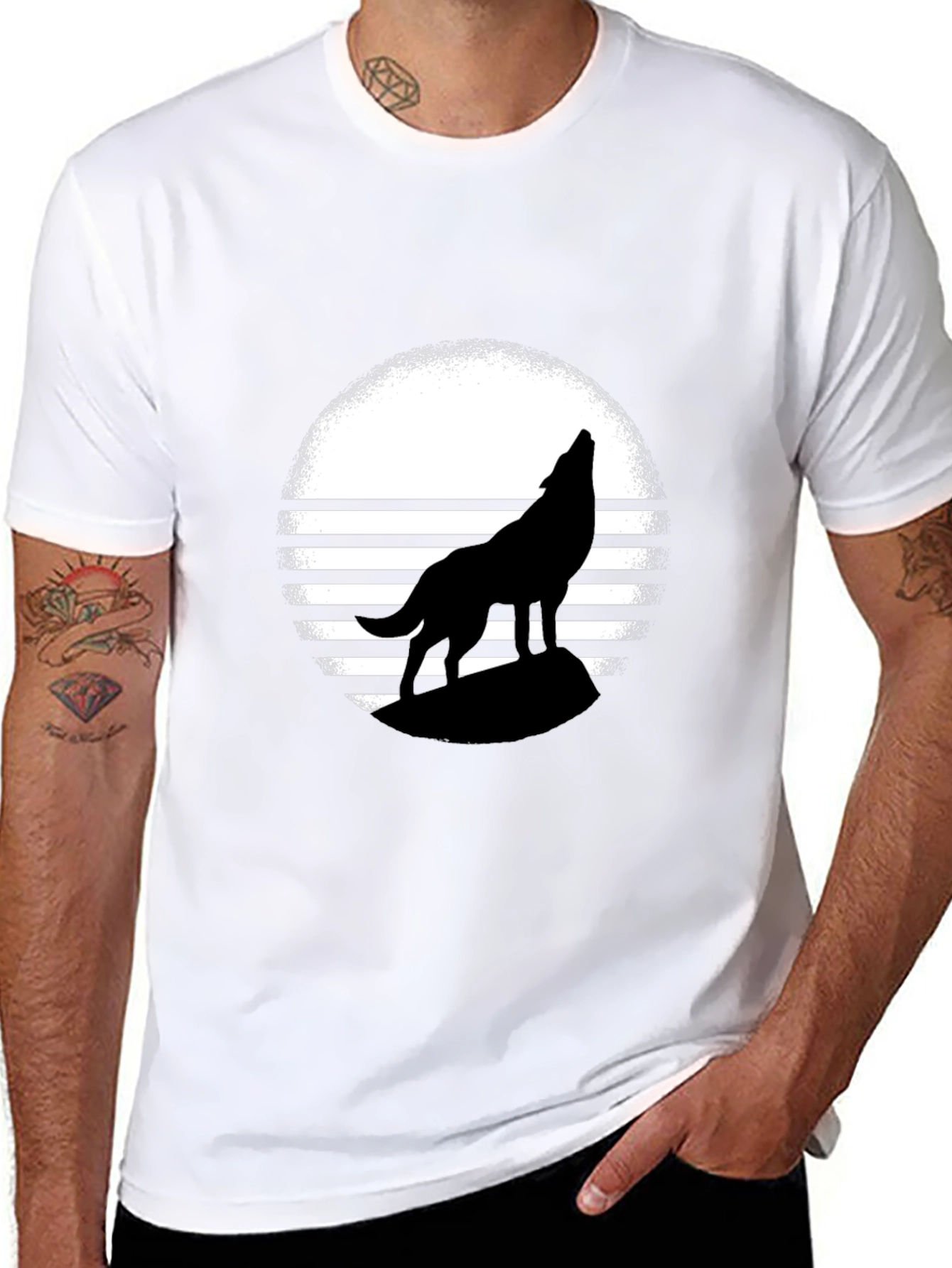 Wolf Silhouette Tee - Graphic Print T-Shirt