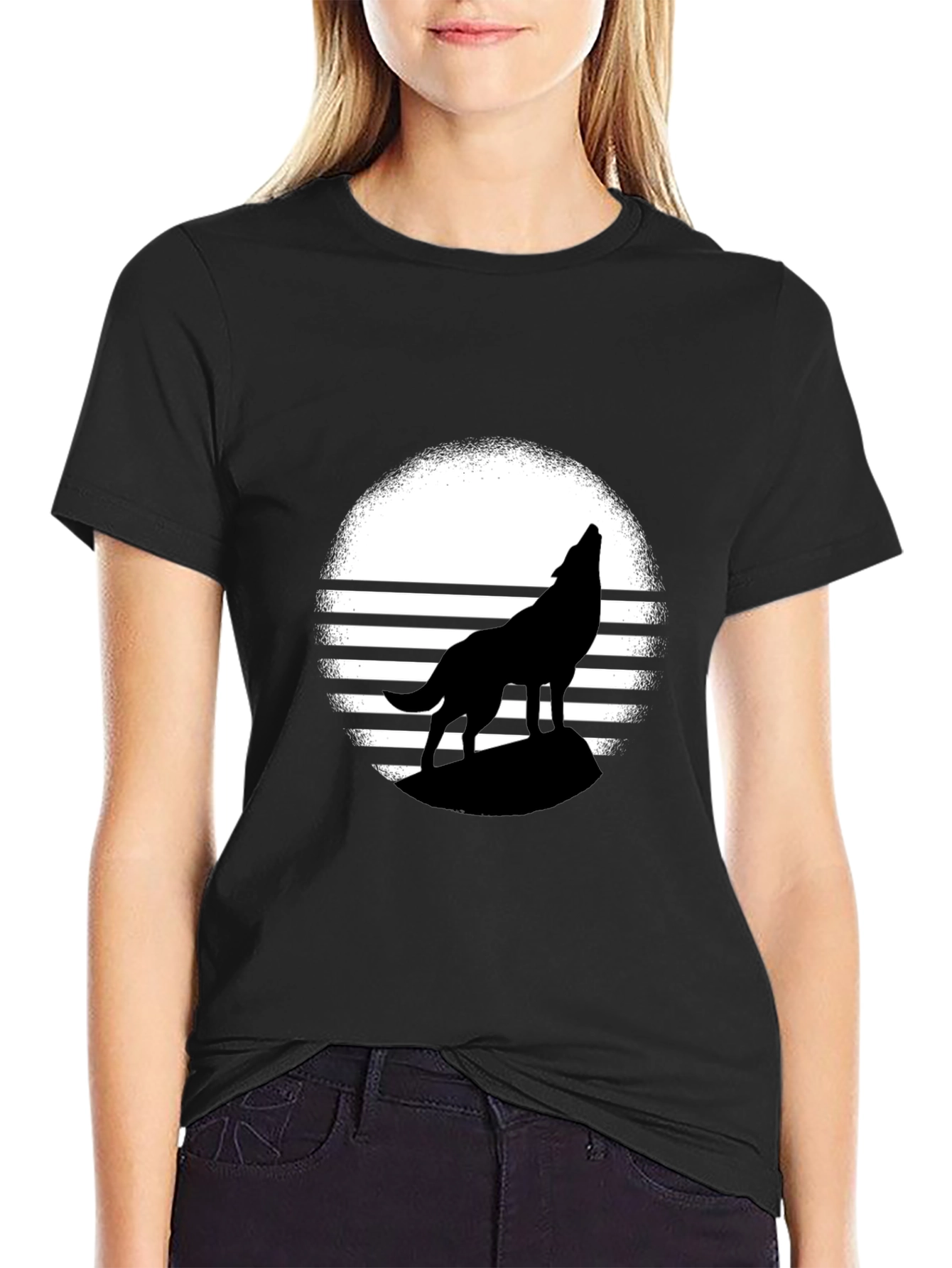 Wolf Silhouette Tee - Graphic Print T-Shirt