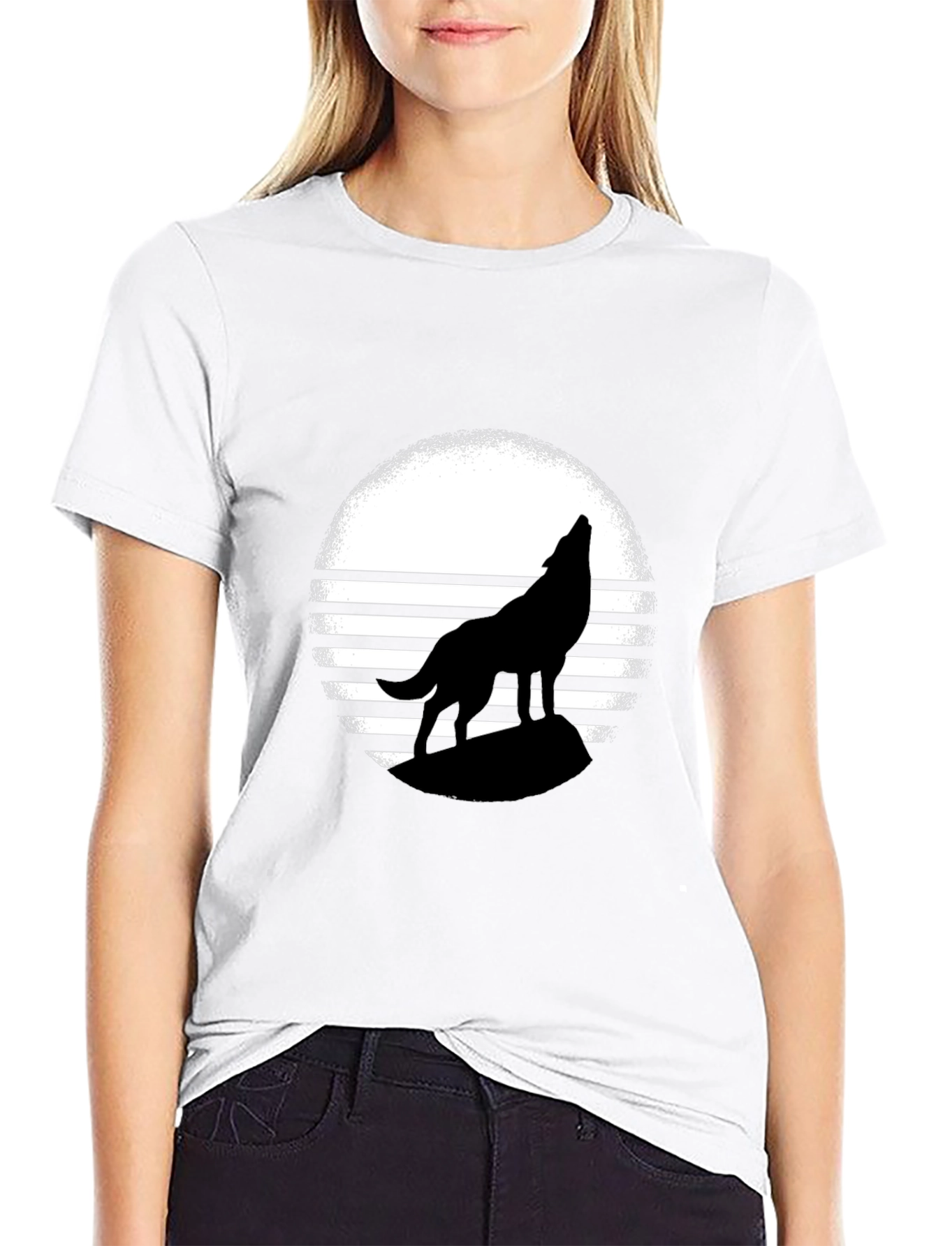 Wolf Silhouette Tee - Graphic Print T-Shirt