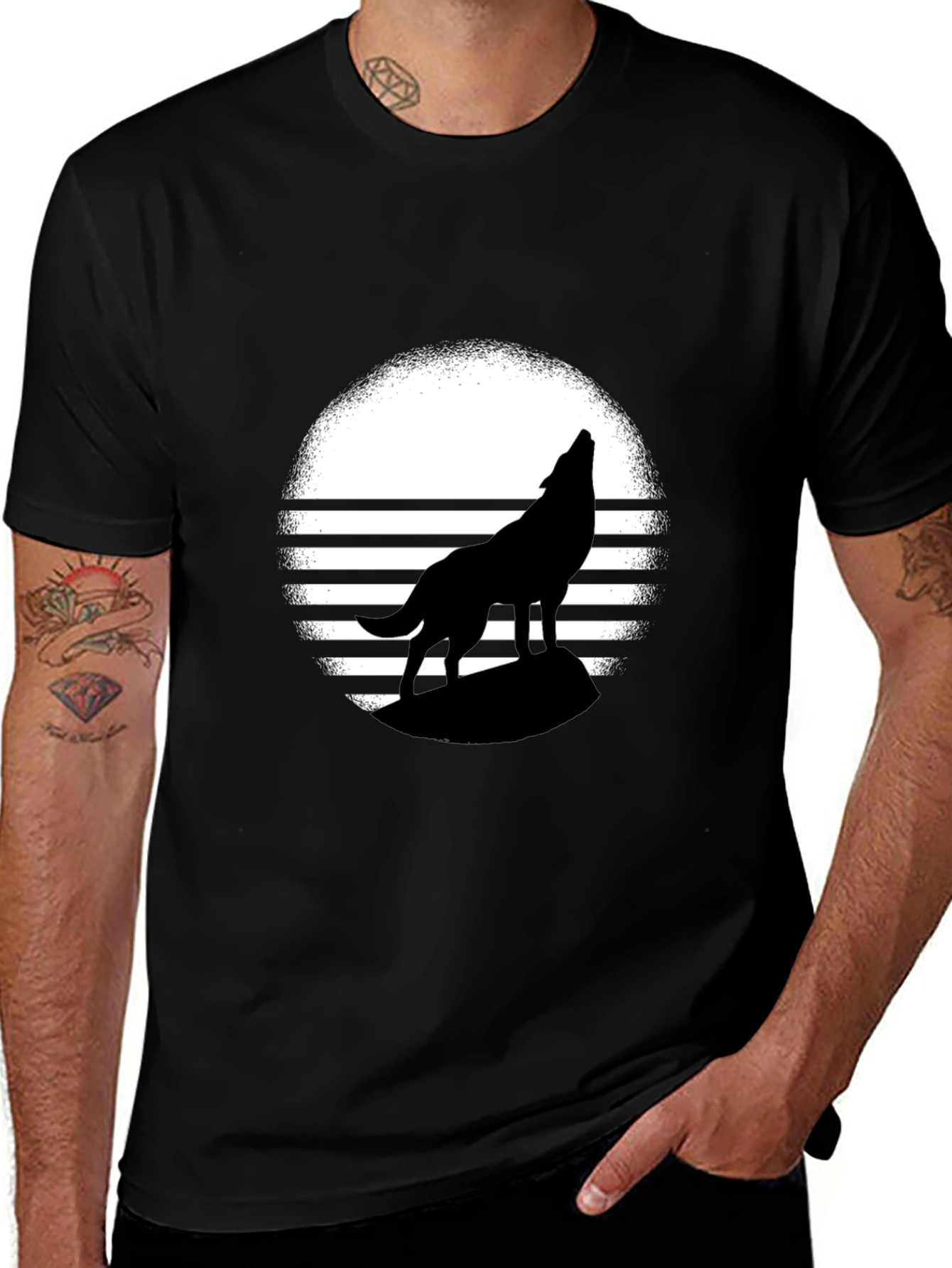 Wolf Silhouette Tee - Graphic Print T-Shirt